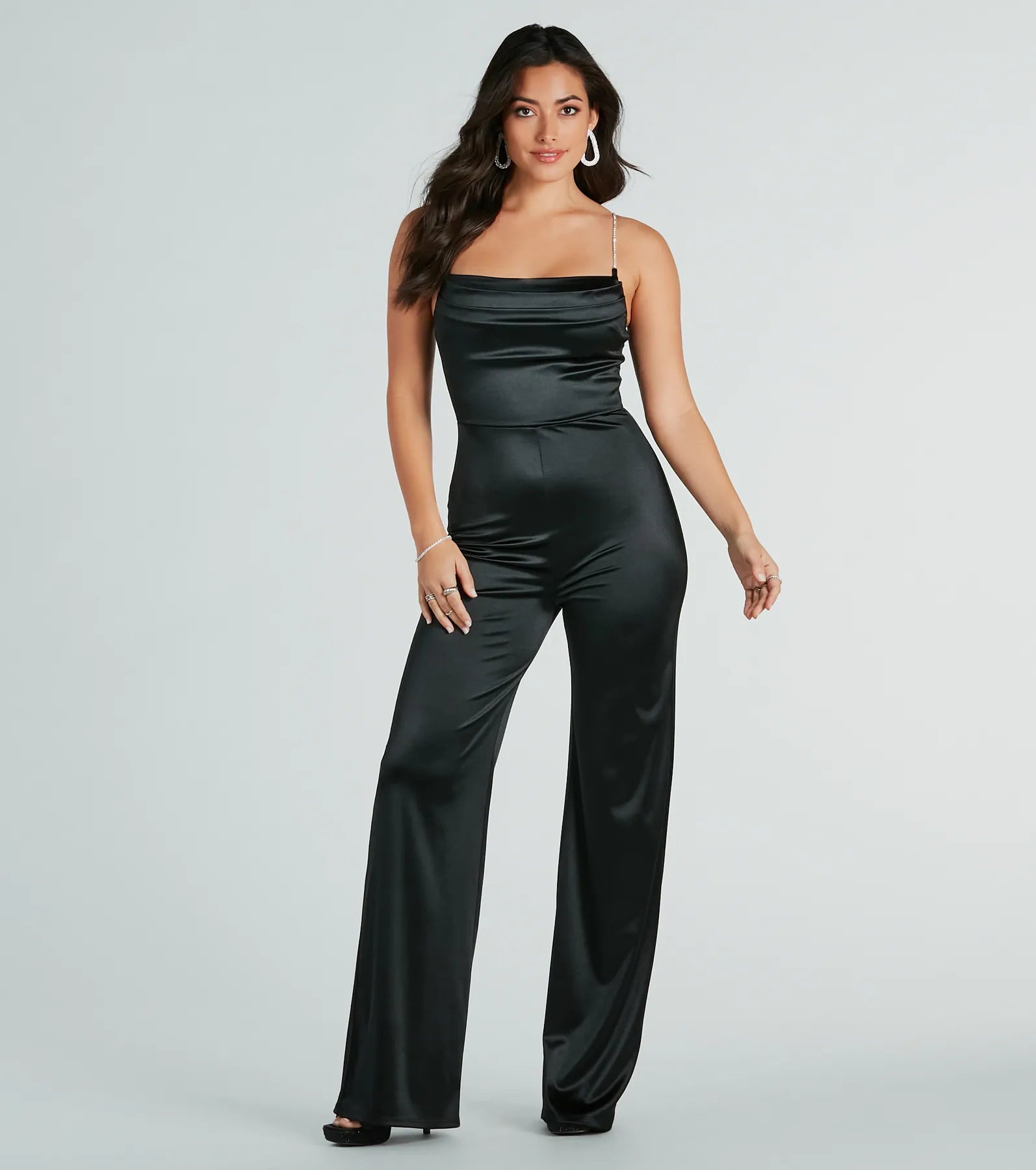 Ultimate Glamour Satin Rhinestone Jumpsuit