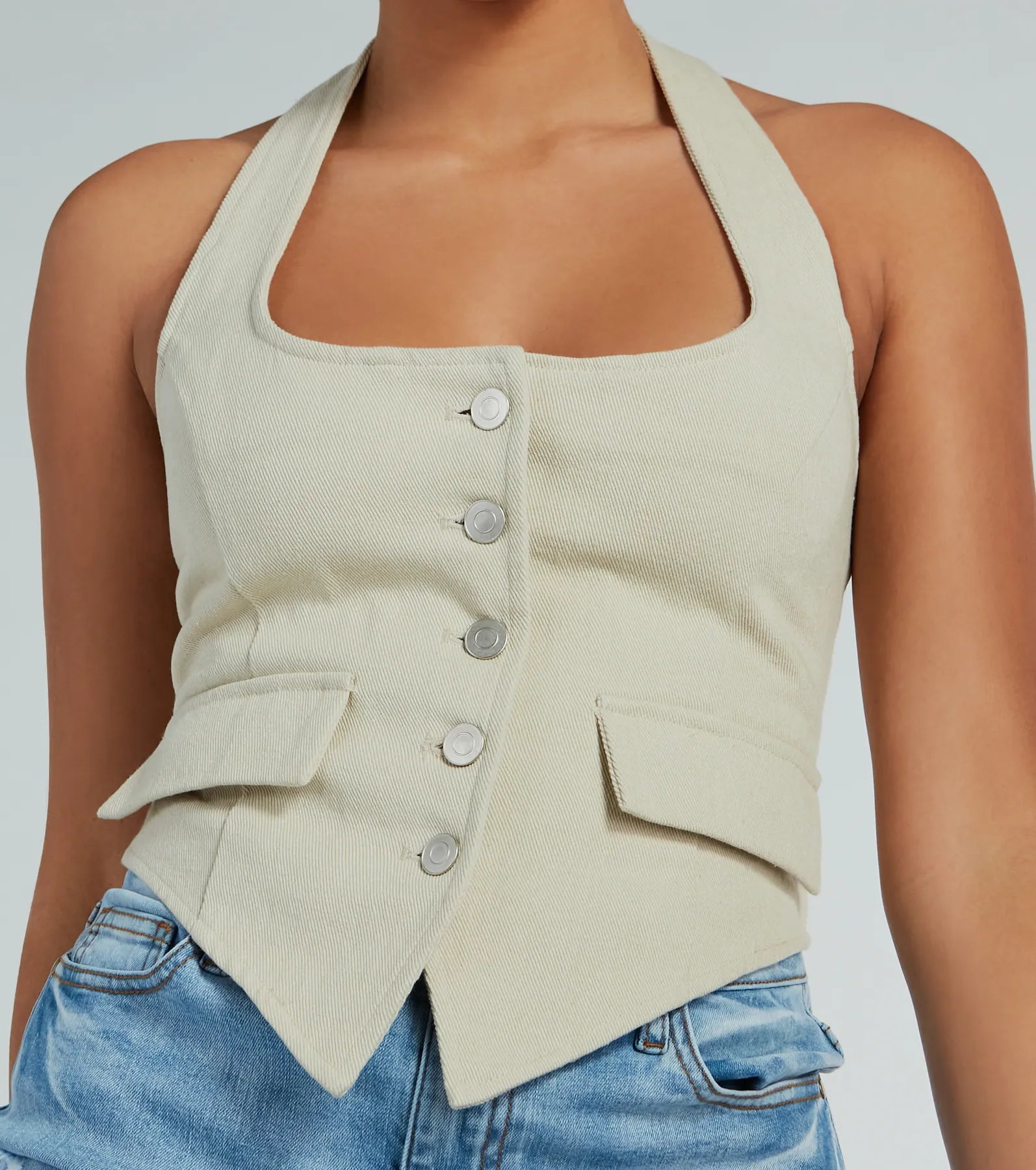 Premium Halter Button-Up Vest - Effortless Style Upgrade