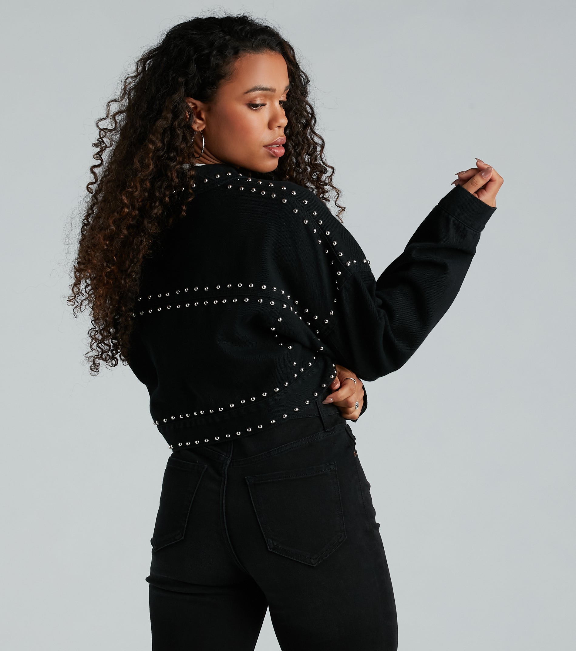 Ultimate Studded Denim Crop Jacket - Edgy & Bold