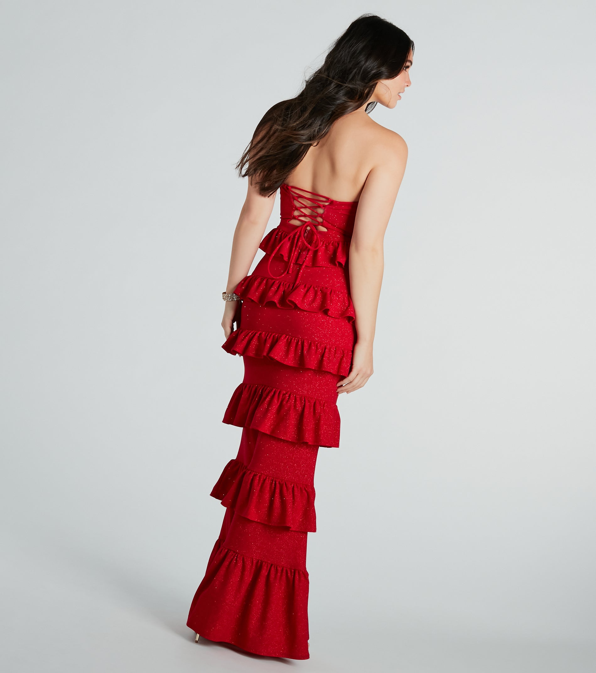 Ultimate Bridget Glitter Ruffled Evening Gown