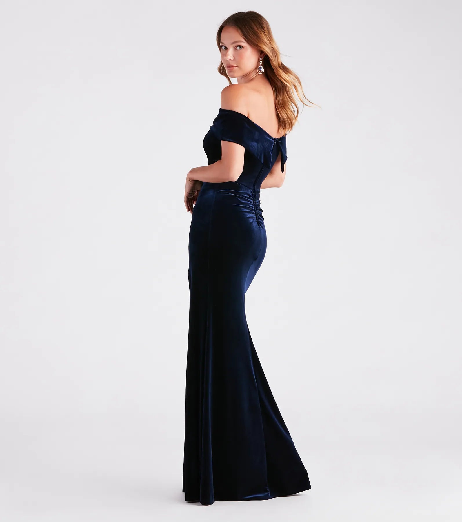 Premium Velvet Off-The-Shoulder Maxi Dress by Jane