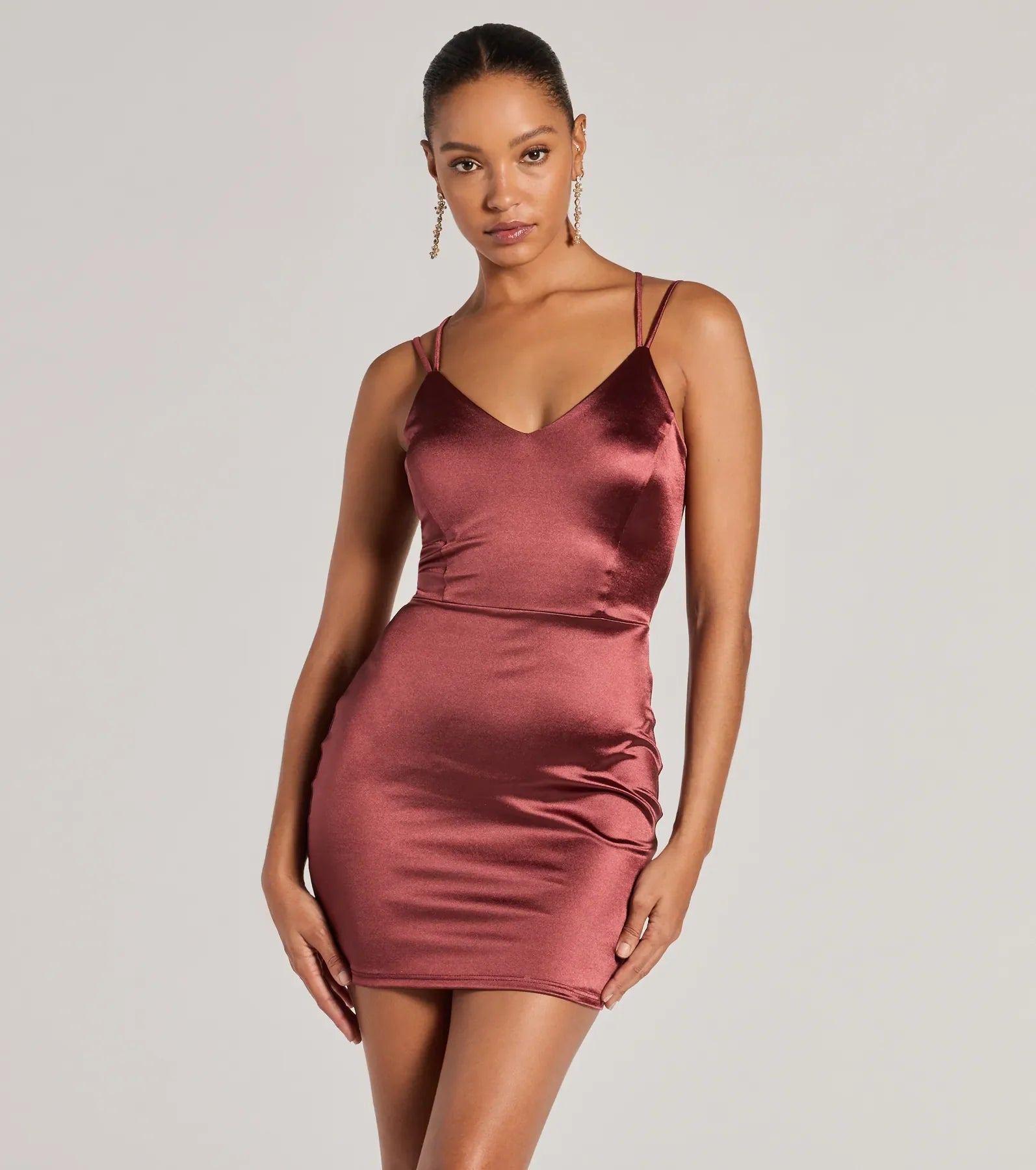 Ultimate Glam Satin Lace-Up Mini Dress