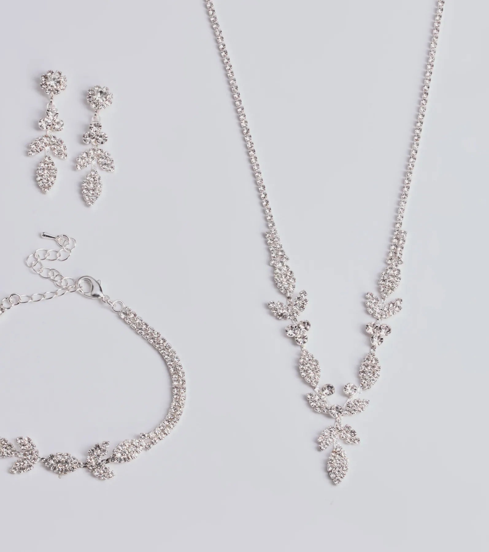 Ultimate Glam Rhinestone Leaf Jewelry Collection