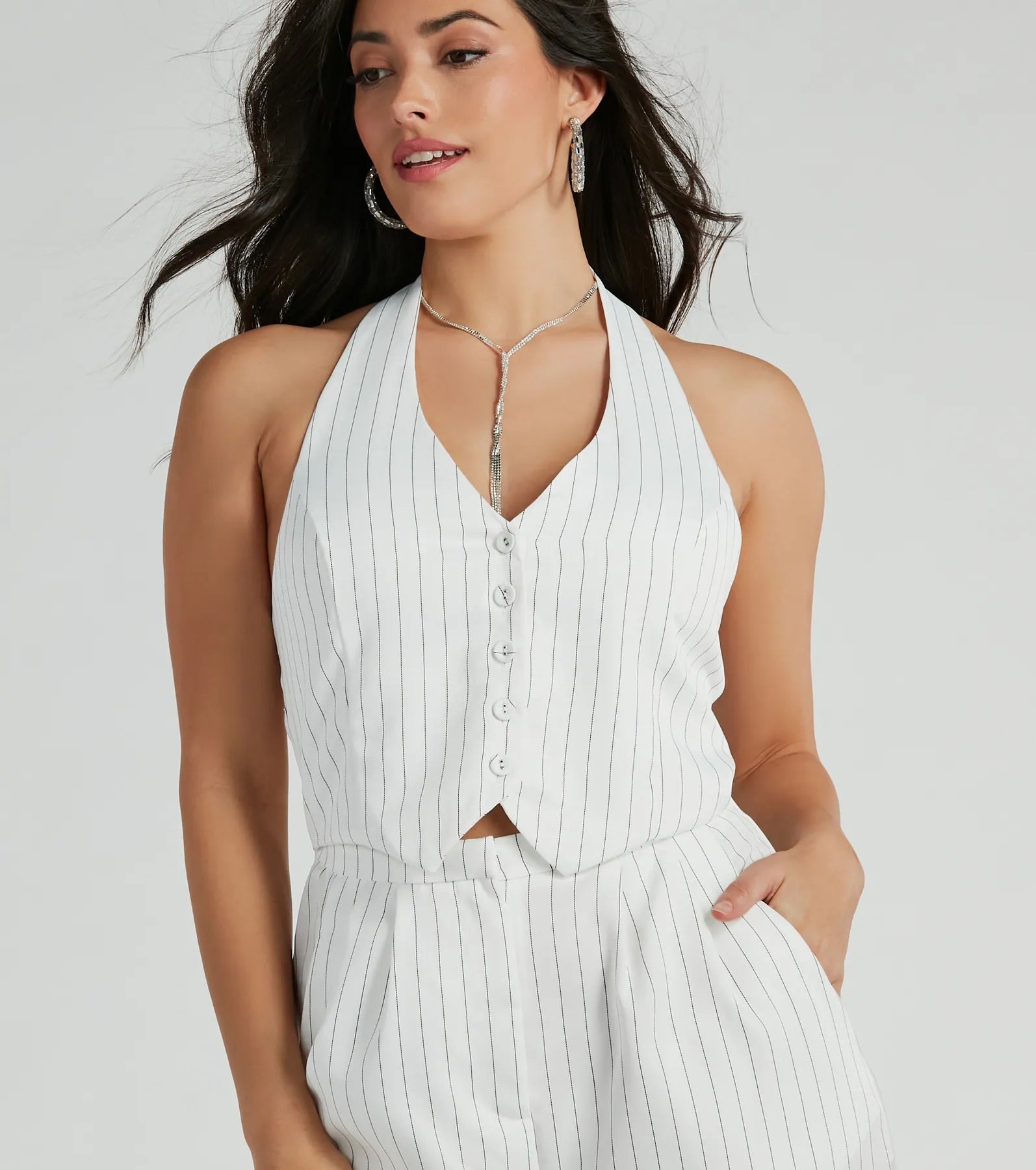 Ultimate Getaway Vibes Wide-Leg Pinstripe Jumpsuit