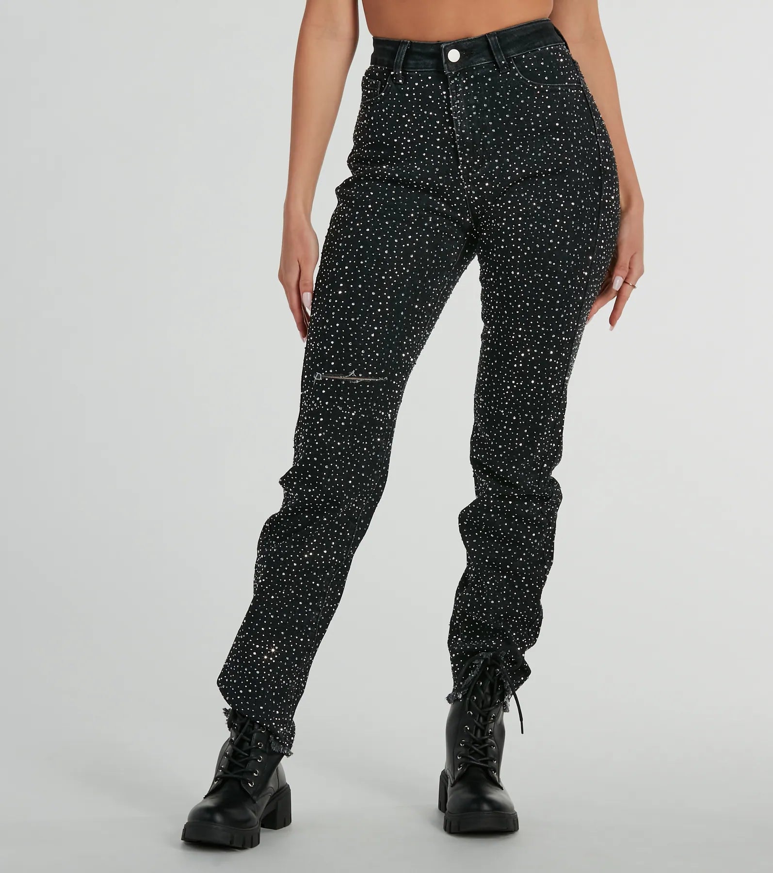 Ultimate Glam Rhinestone High-Waist Jeans