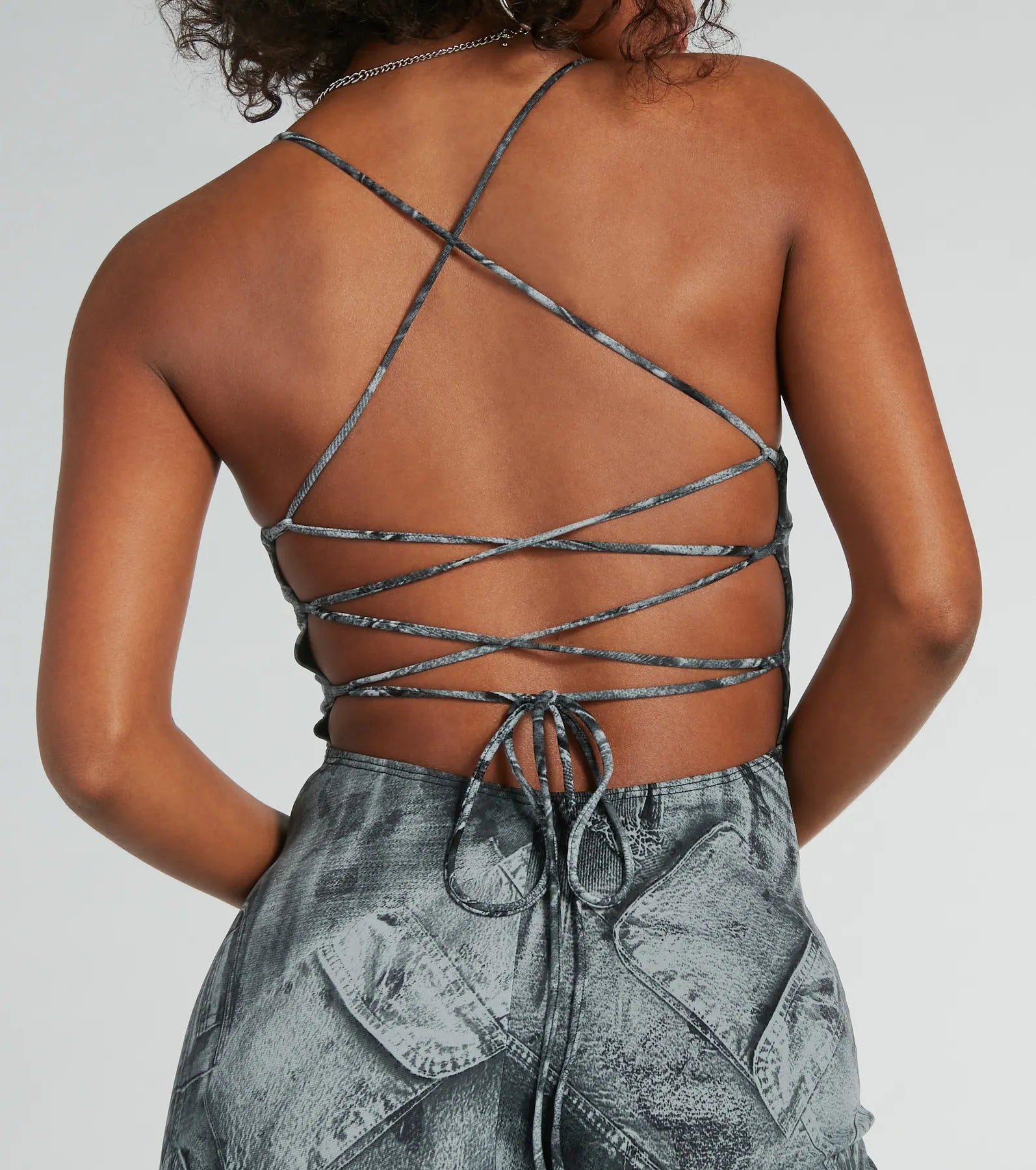 Ultimate Denim Chic Lace-Up Jumpsuit