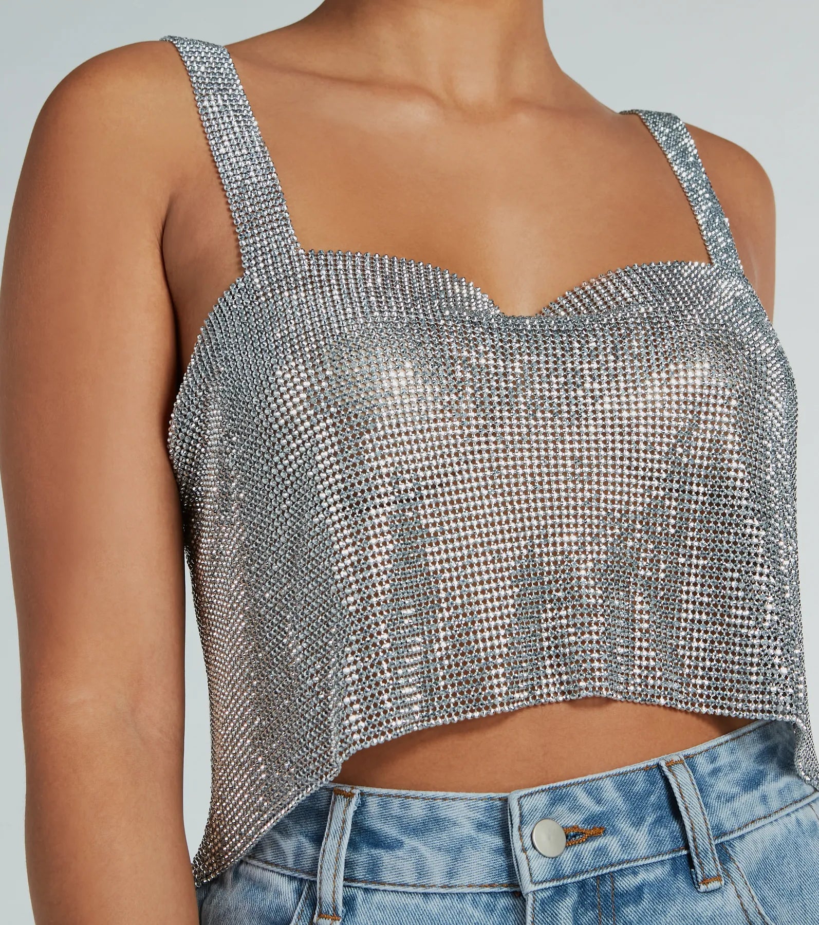 Ultimate Glam Sequin Chainmail Crop Top