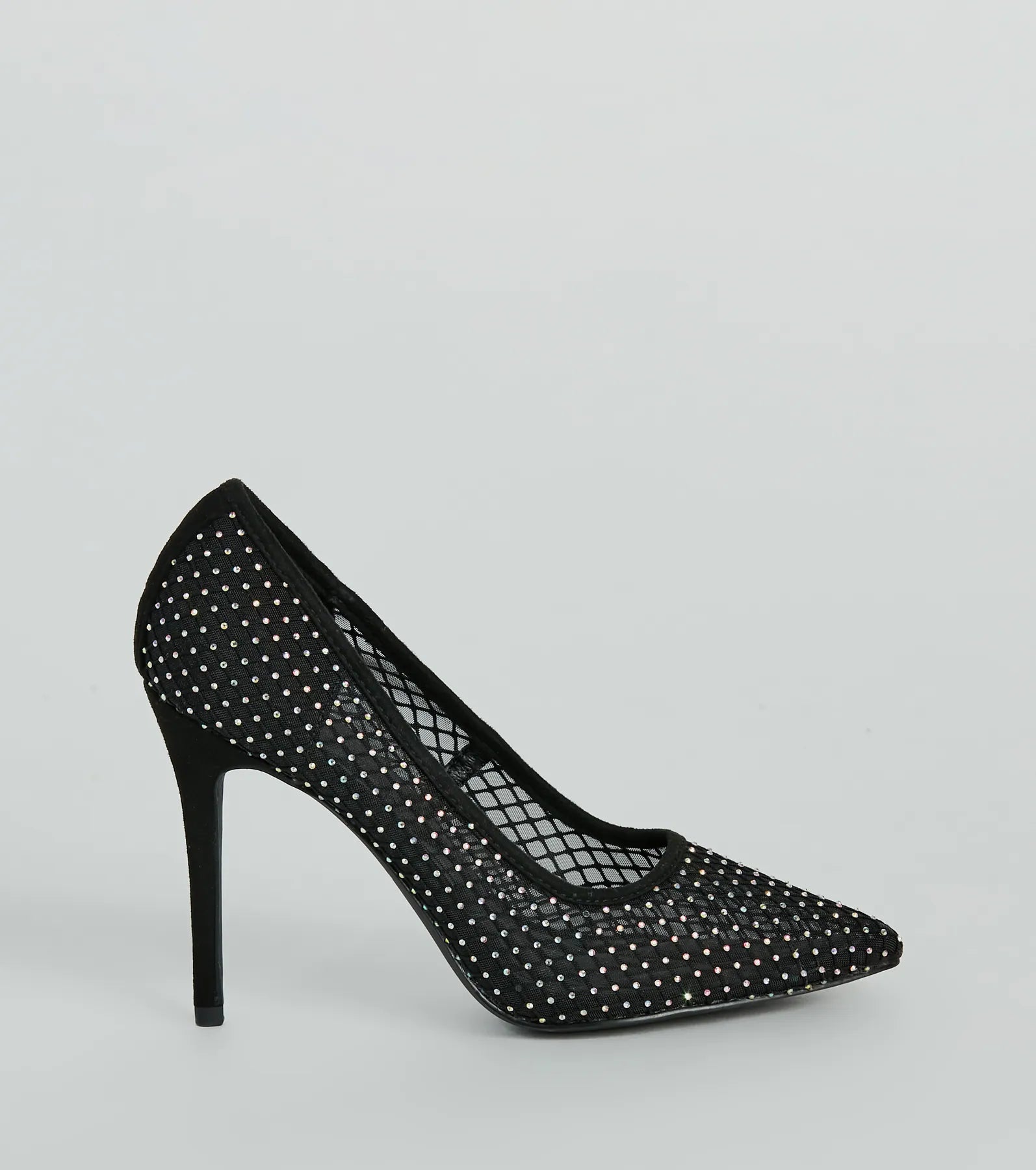 Premium Rhinestone Fishnet Stiletto Pumps - Ultimate Elegance