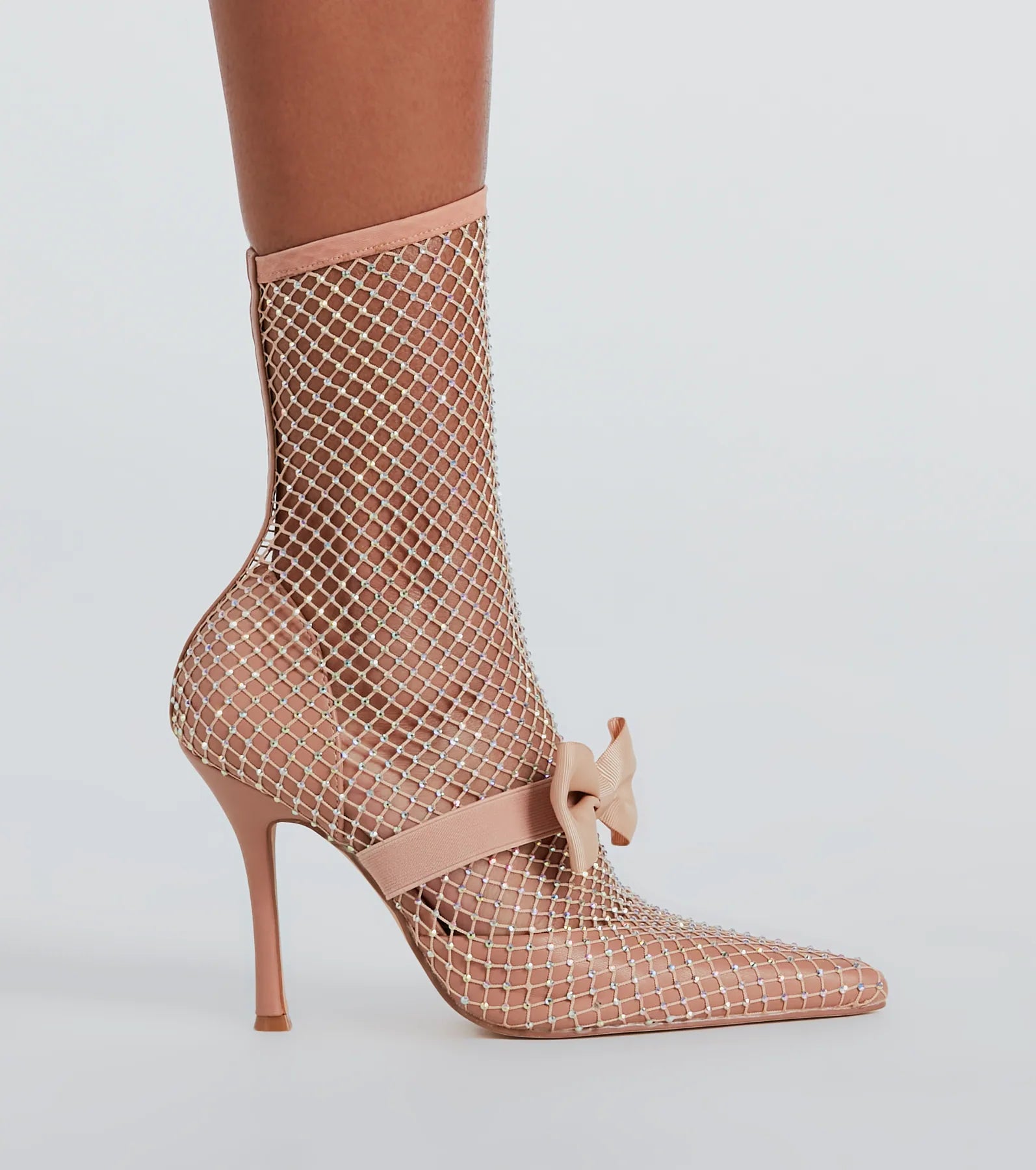 Premium Rhinestone Fishnet Stiletto Boots - Ultimate Glamour