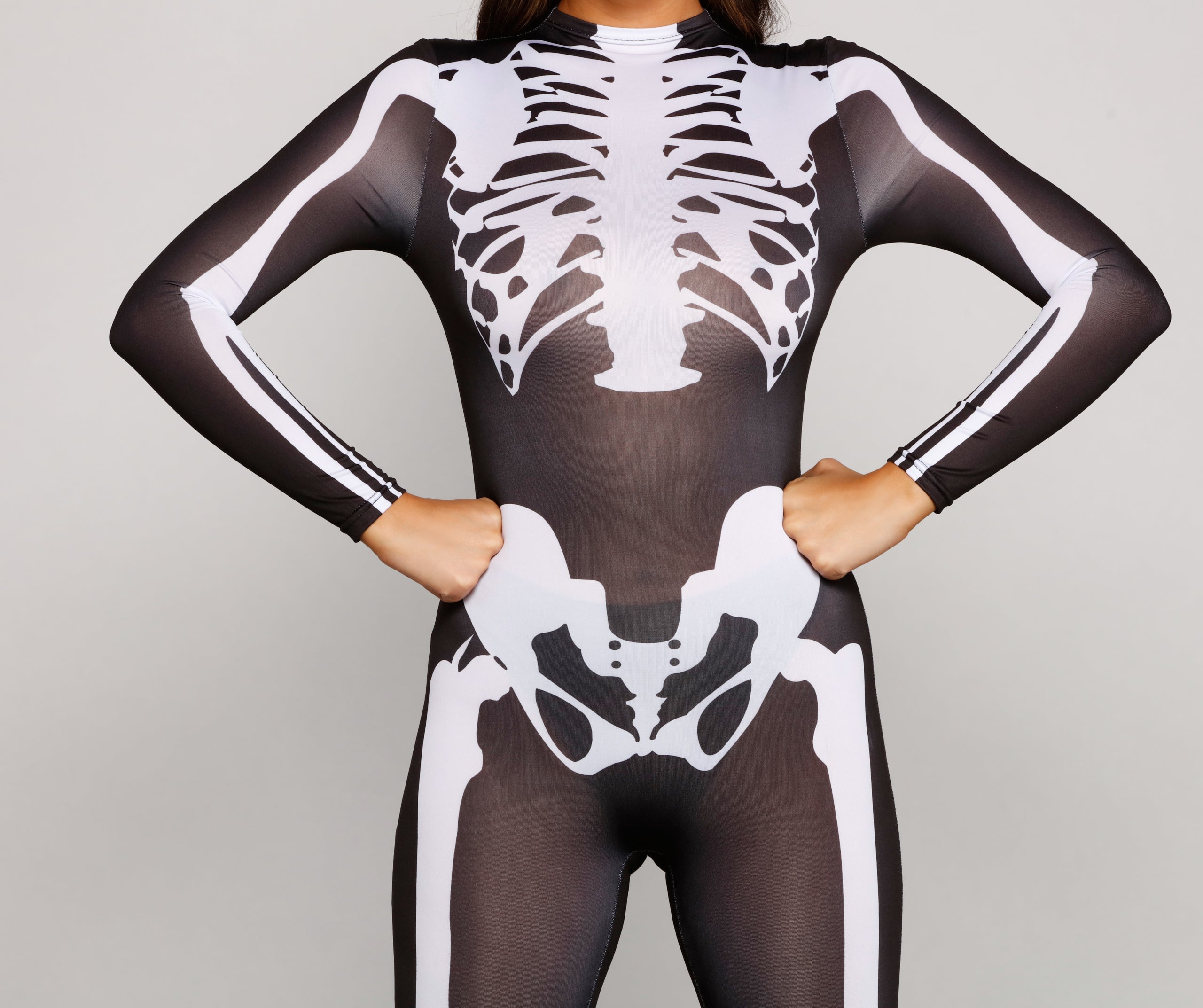 Ultimate Skeleton Print Catsuit - Spooky & Sultry Halloween Costume