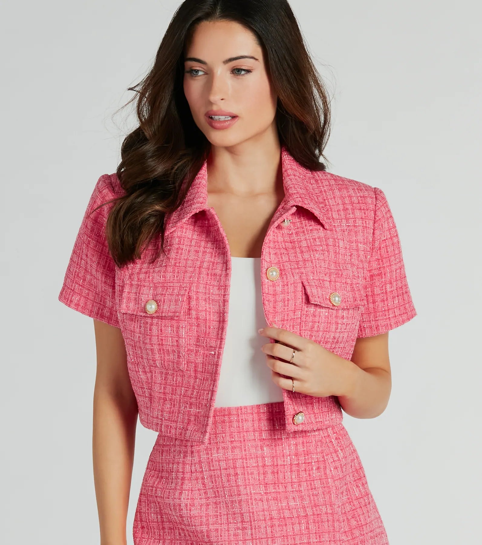 Ultimate Fabulous Tweed Crop Blazer - Short Sleeve Style