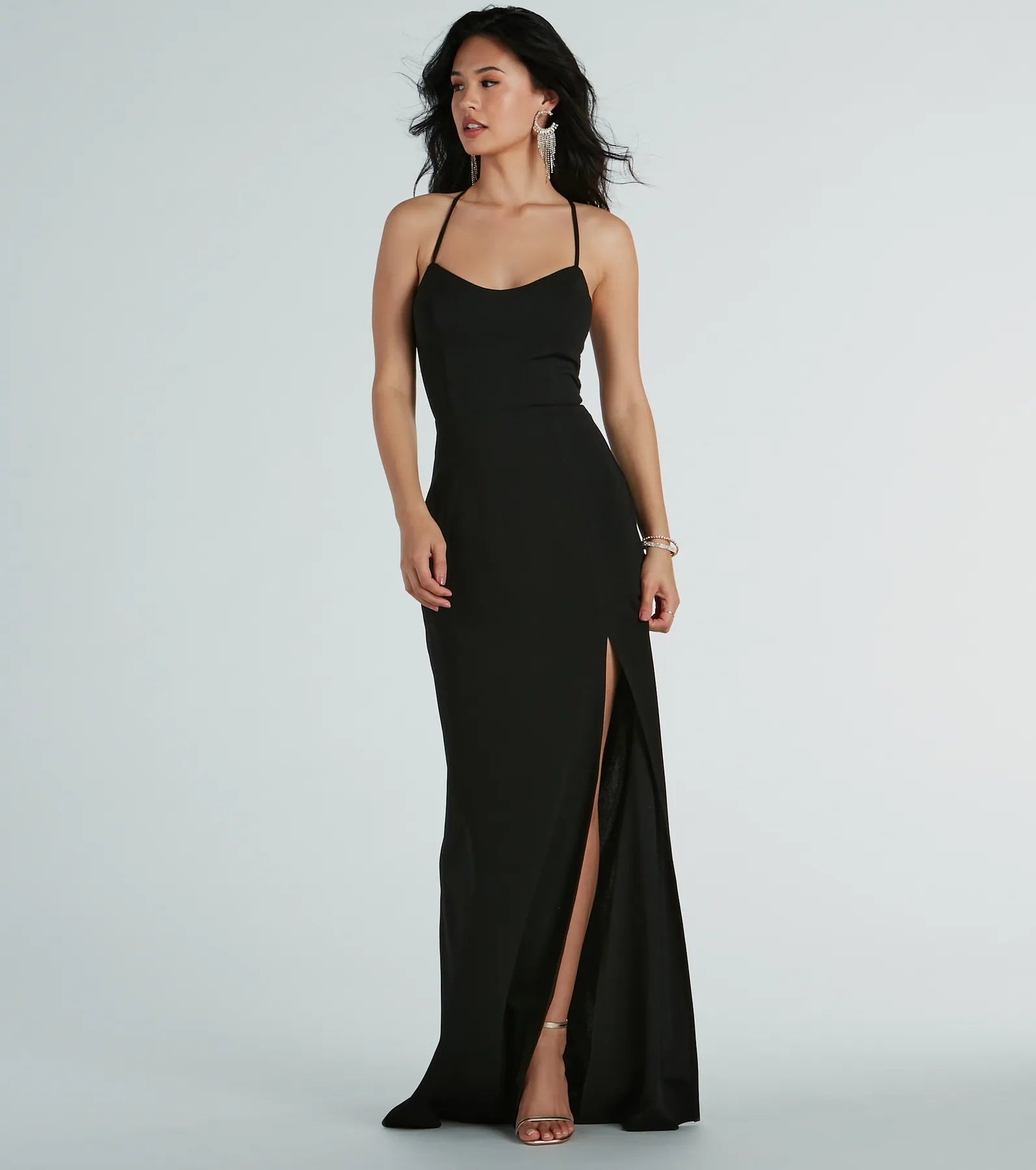 Premium Brianna Strappy Back Mermaid Crepe Formal Dress