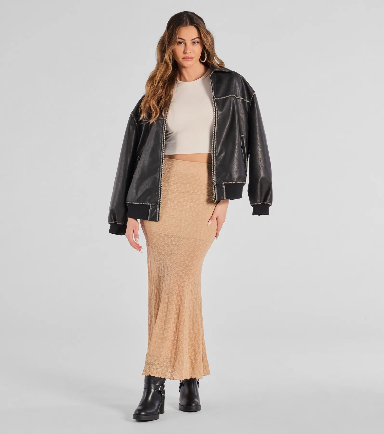 Ultimate Boho Chic Floral Lace Maxi Skirt