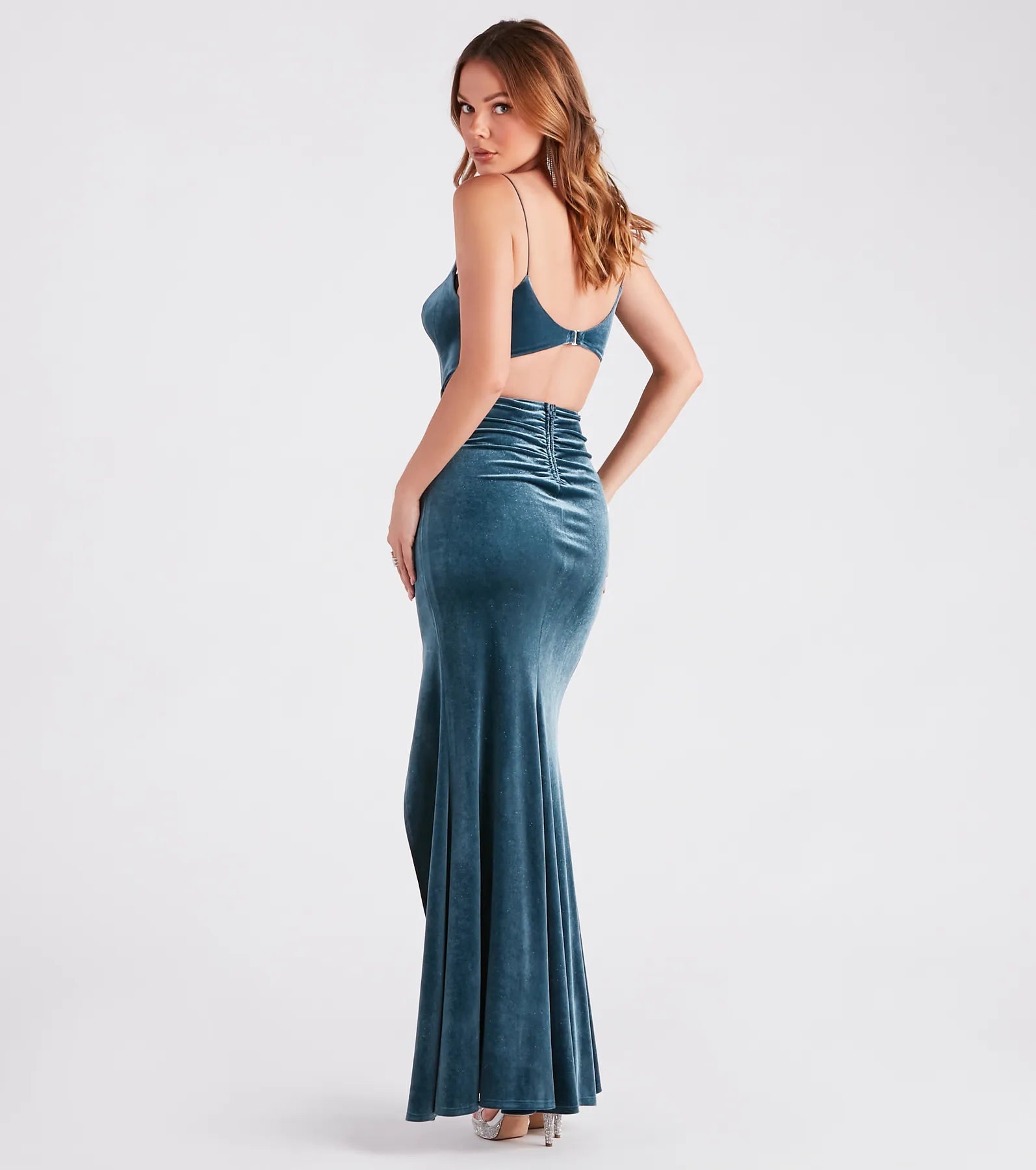 Premium Kierra Glitter Velvet High Slit Dress - Ultimate Elegance for Special Occasions