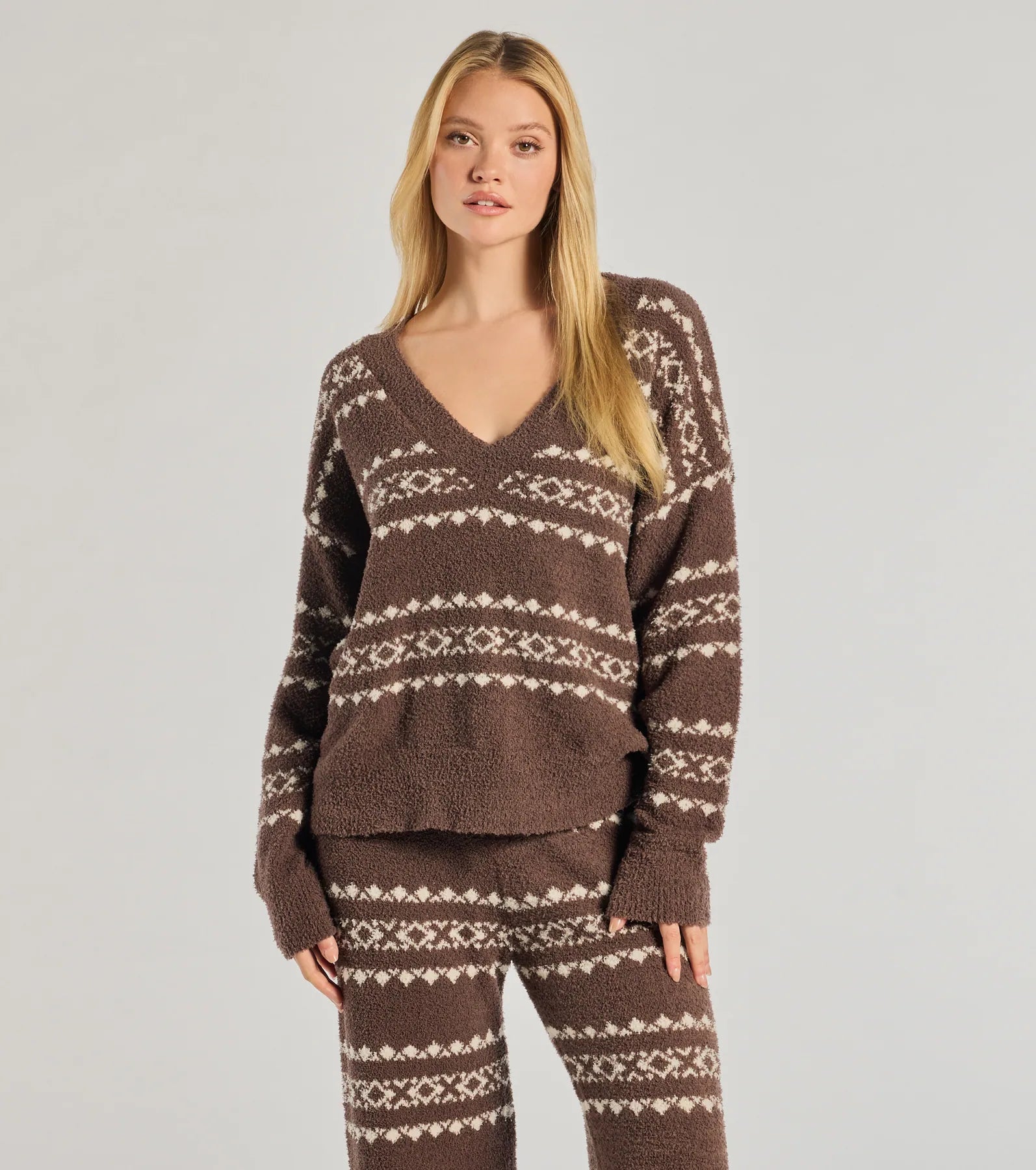 Ultimate Cozy Wonderland Fair Isle Chenille Knit Pajama Top