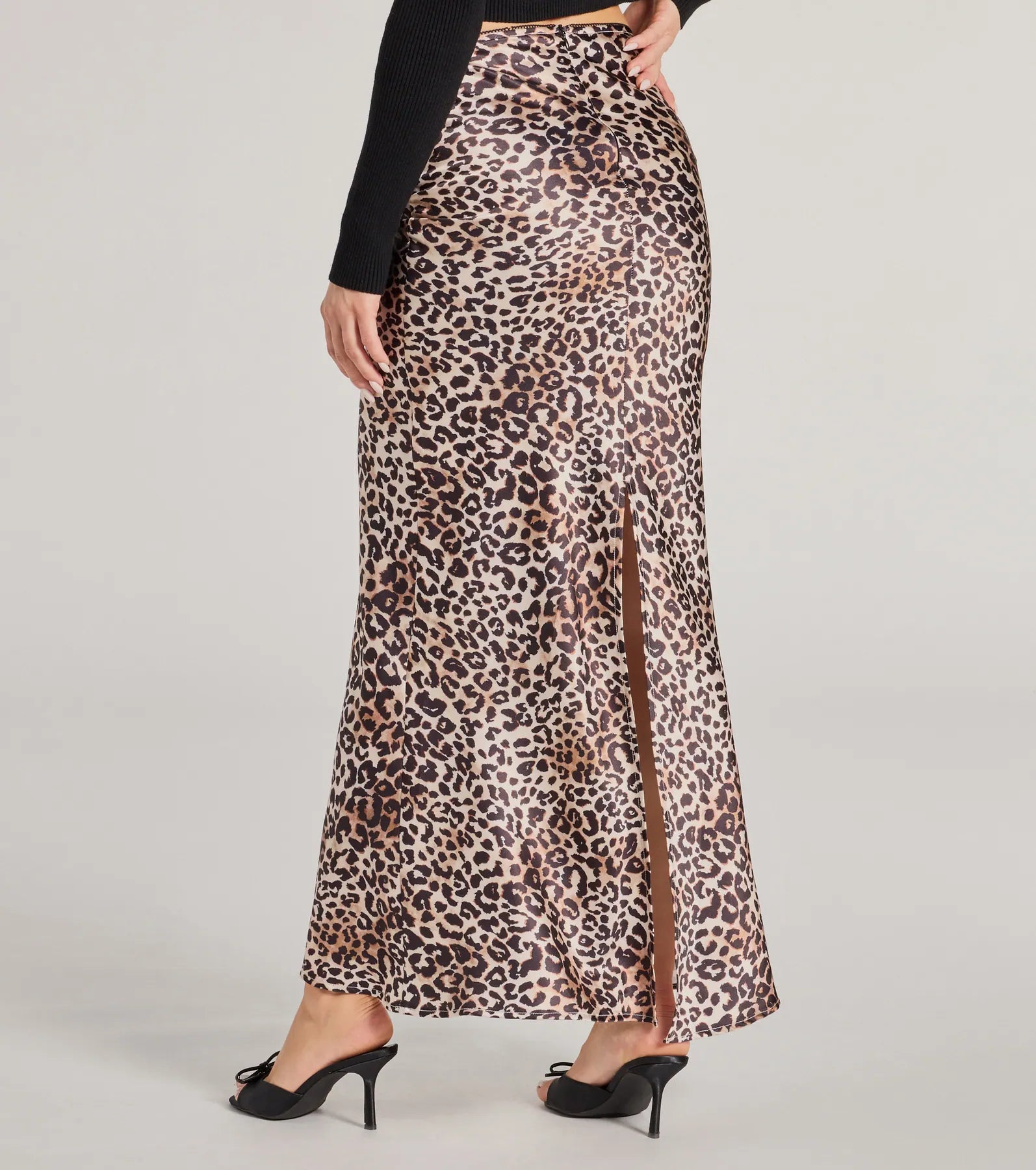 Ultimate It-Girl Leopard Print Satin Maxi Skirt