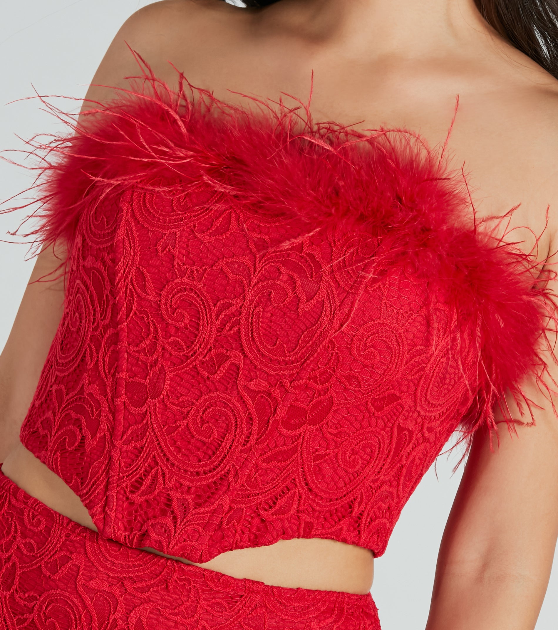 Ultimate Romantic Mood Floral Lace Marabou Bustier