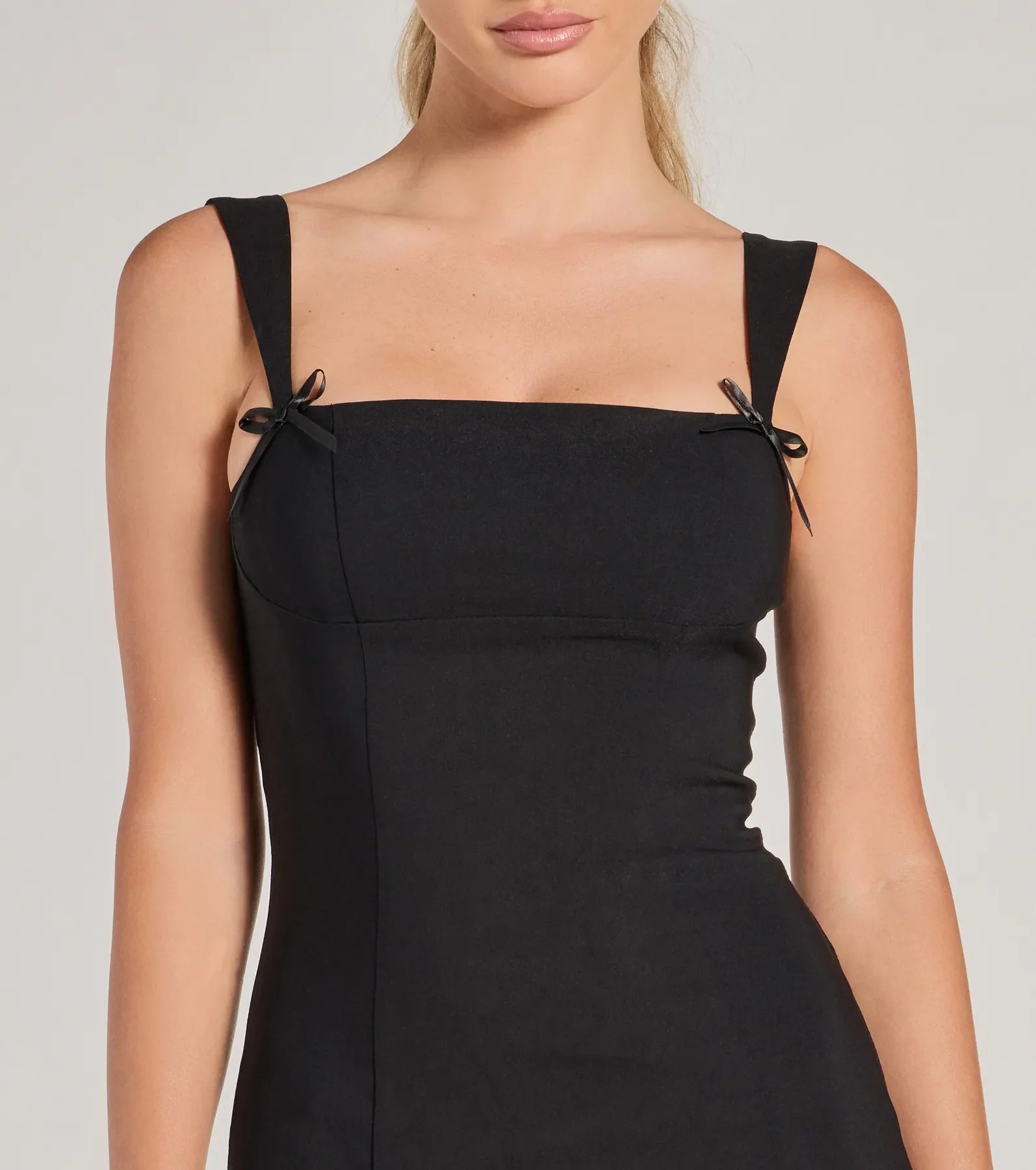 Ultimate Chic Bow Trim Mini Dress - Effortless Elegance