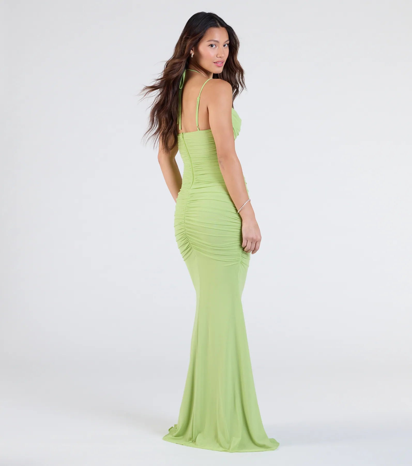 Premium Jae Elegant Mesh Ruched Mermaid Gown