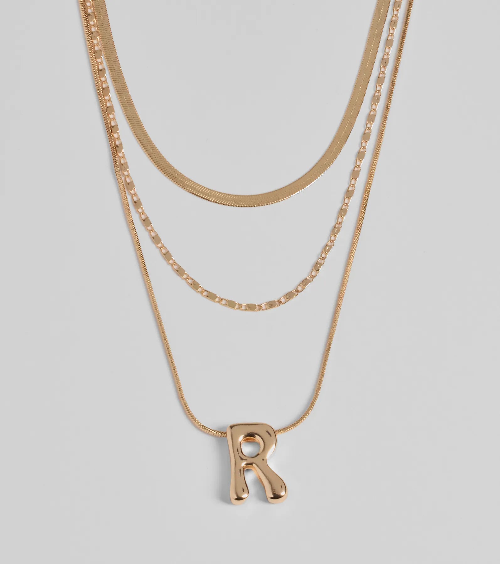 Premium R Monogram Layered Bubble Necklace