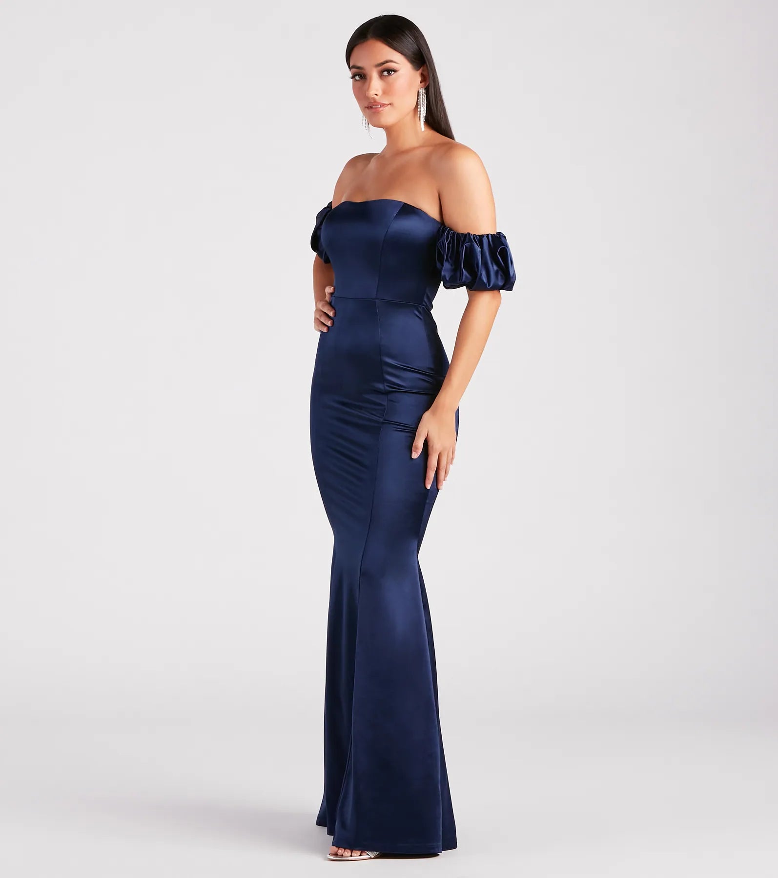 Premium Rose Satin Mermaid Evening Gown