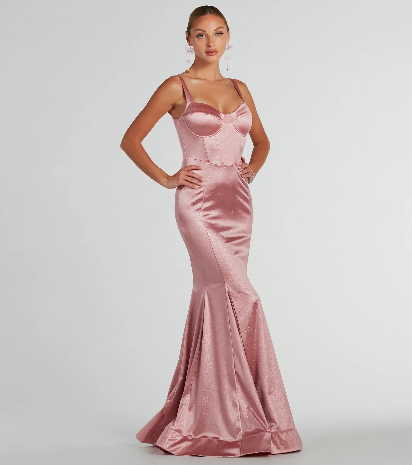 Premium Ria Glitter Satin Mermaid Gown - Ultimate Formal Elegance