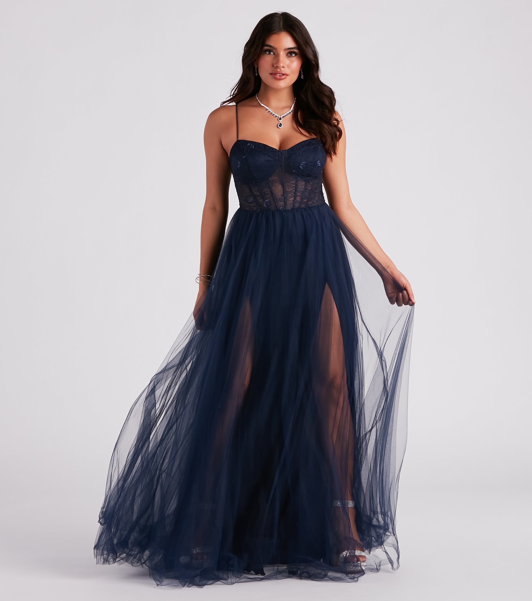 Premium Hailey Lace Bustier Tulle Formal Gown