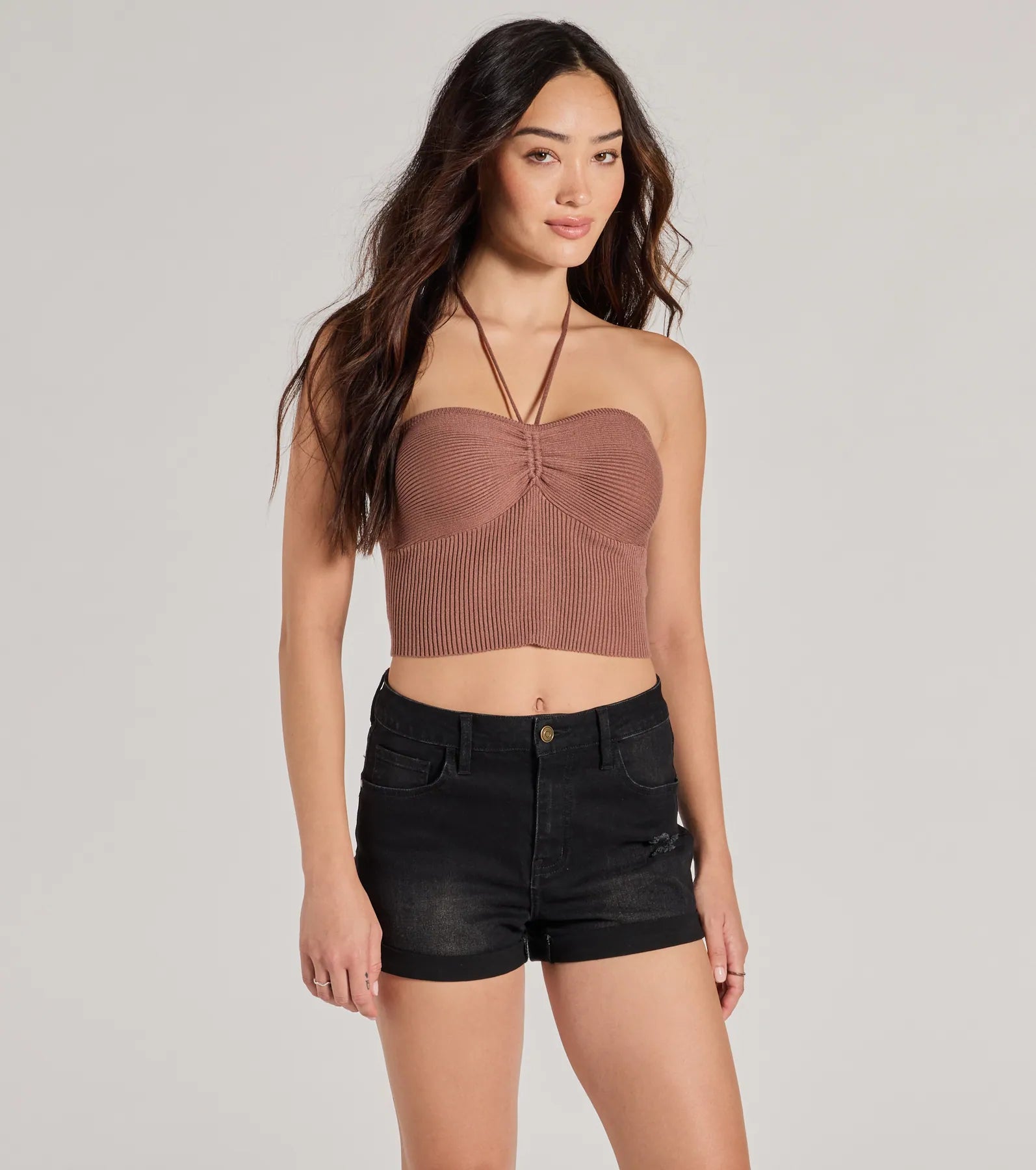 Ultimate Chic Halter Rib Knit Crop Top