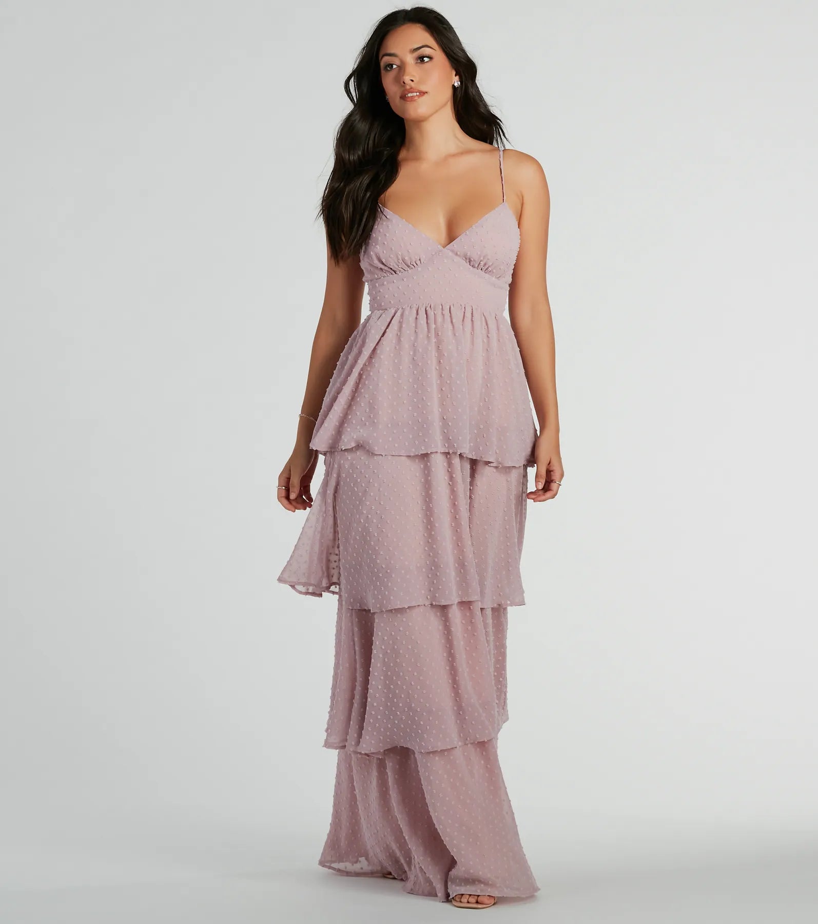 Premium Kasey V-Neck Ruffled A-Line Chiffon Formal Dress