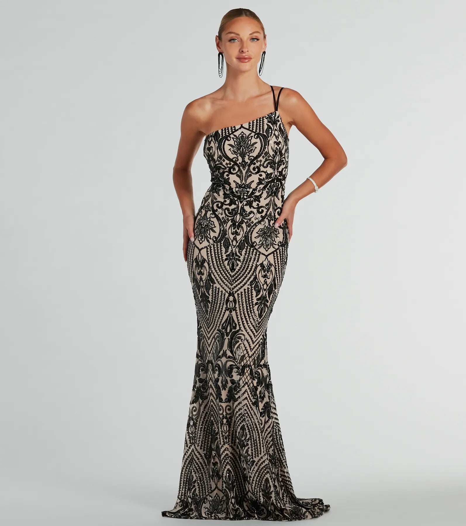 Sarah Premium One-Shoulder Mermaid Sequin Gown