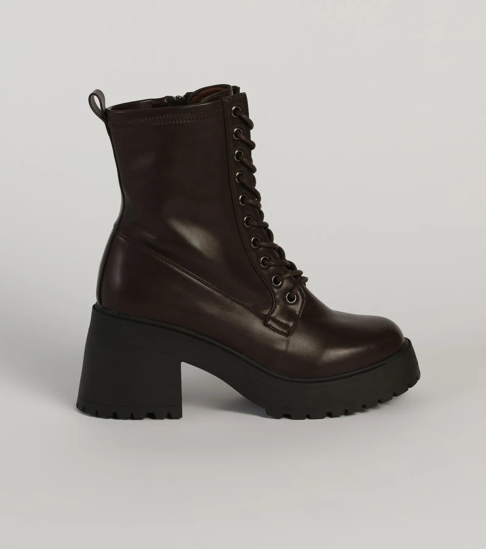 Ultimate Edge Faux Leather Lace-Up Lug Booties