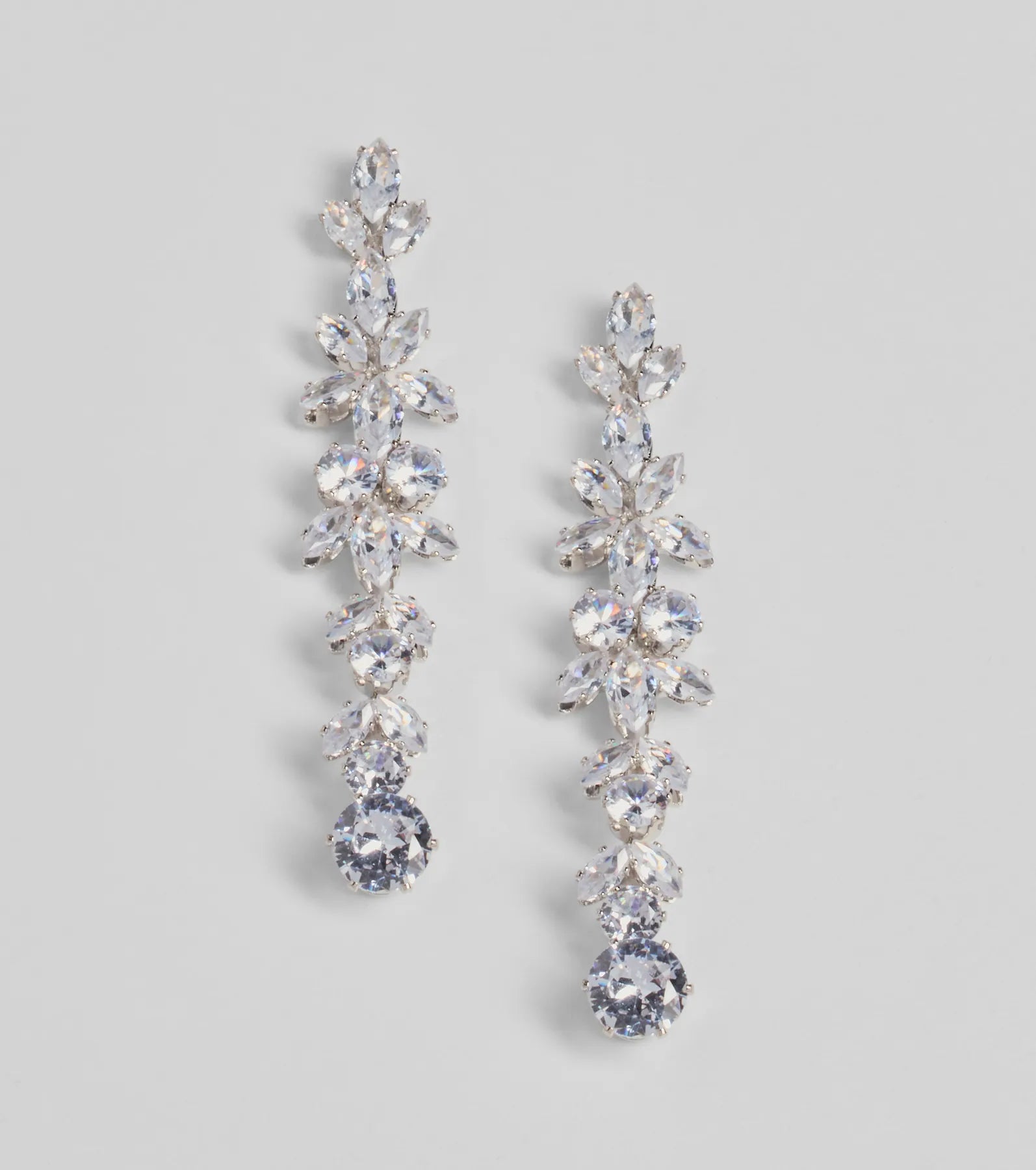 Premium Radiant Allure Teardrop Linear Rhinestone Earrings