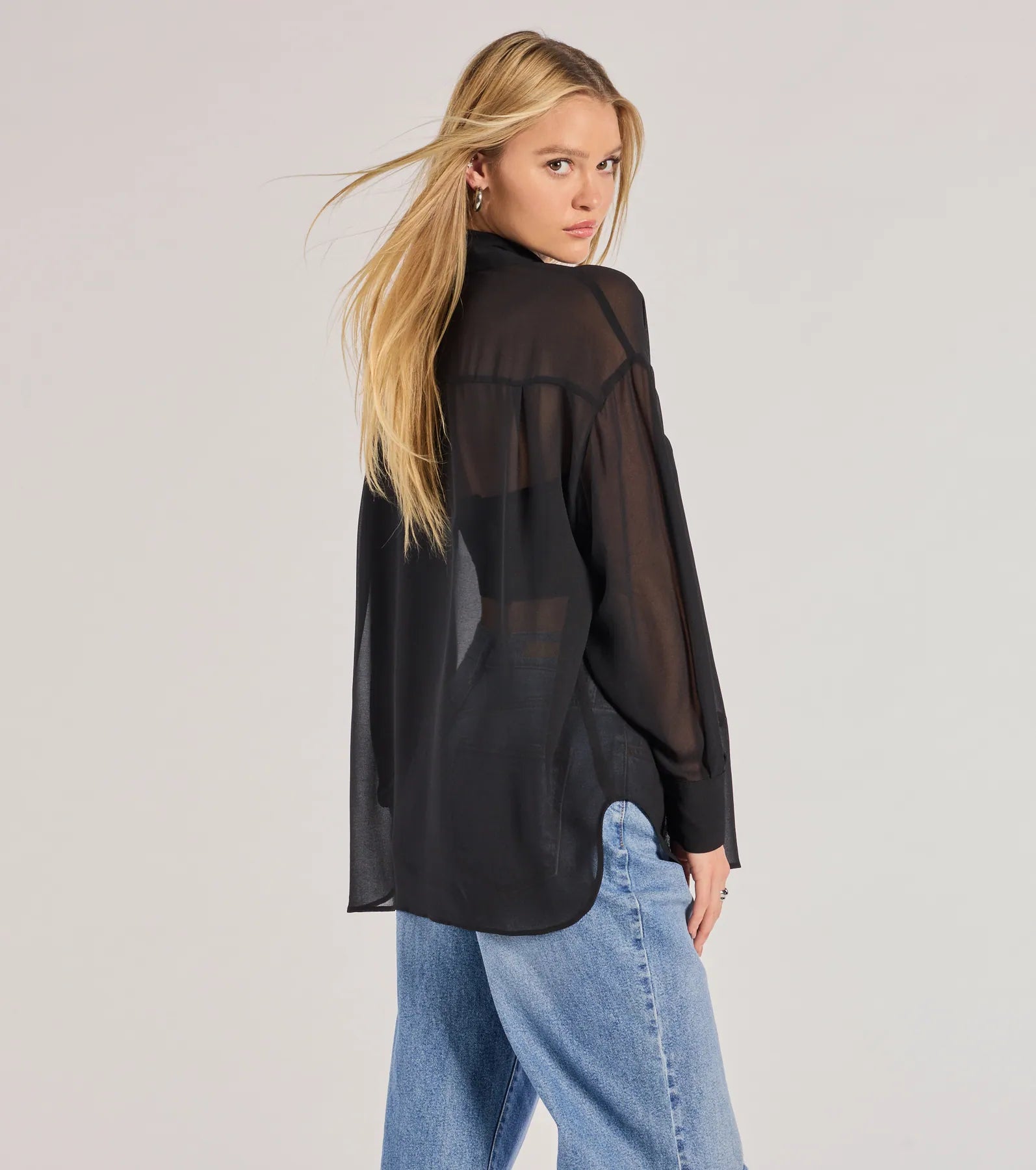 Ultimate Sheer Elegance Blouse - Long Sleeve & Collared