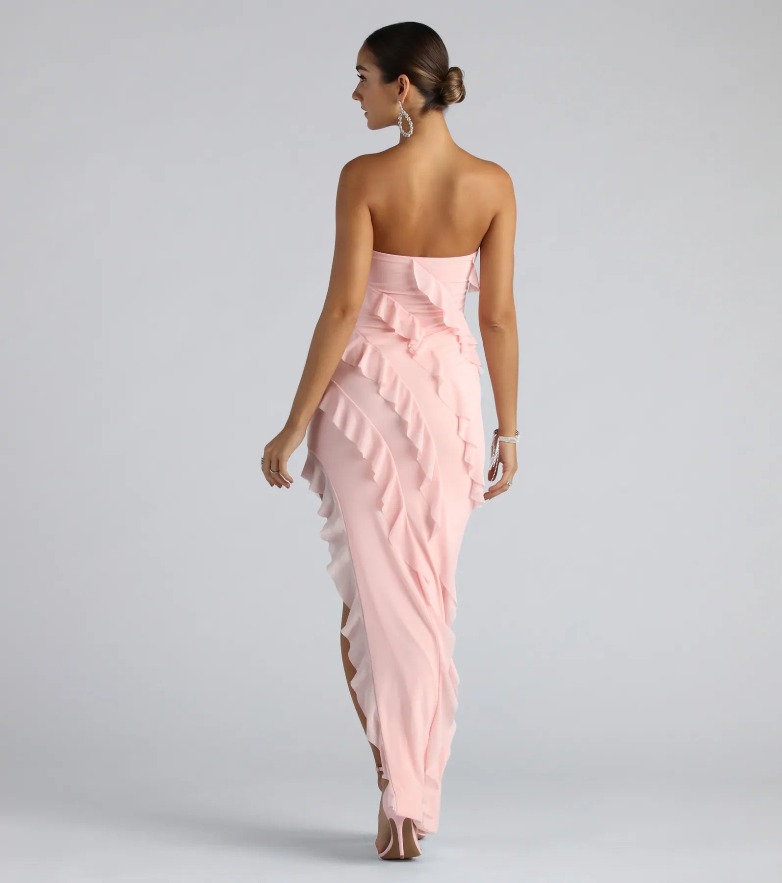Premium Gabby Strapless Ruffle Evening Gown