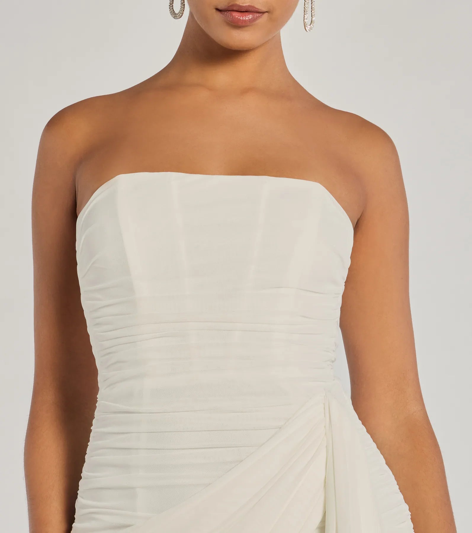 Ultimate Kaiya Strapless Bodycon Dress with Flowy Side Train