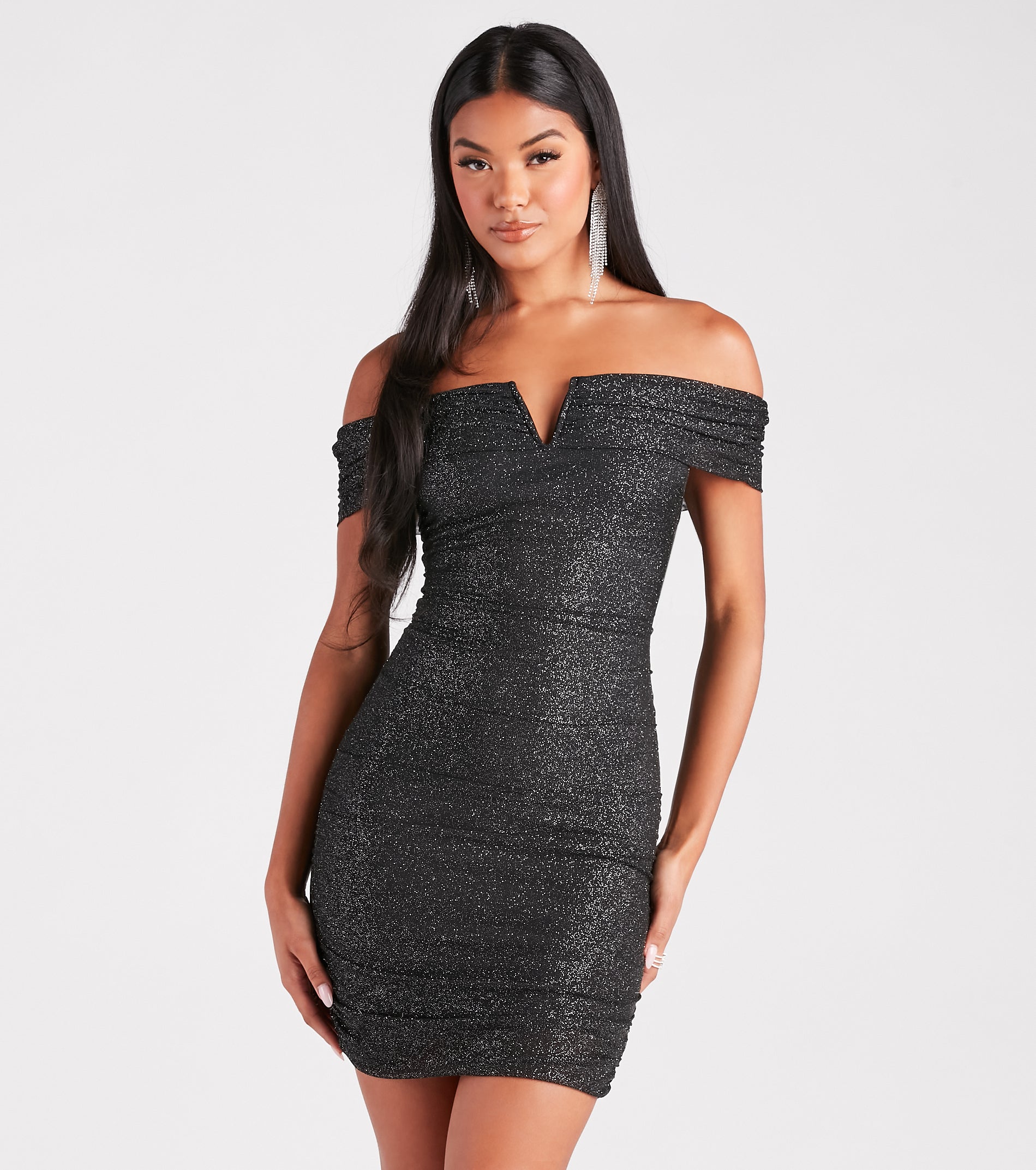 Ultimate City Glam Off-The-Shoulder Sparkle Dress