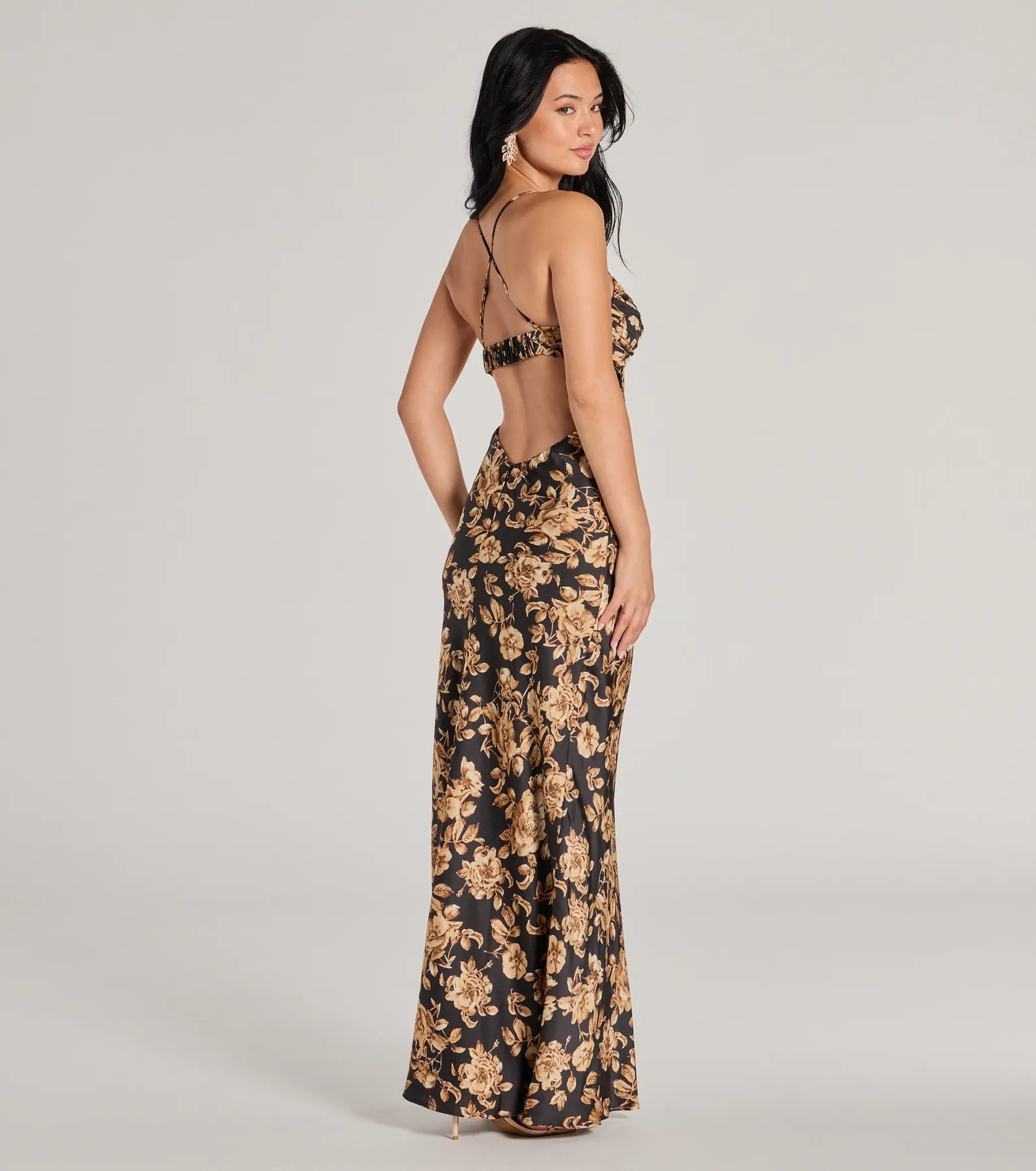 Premium Bloom Elegance Satin Maxi Dress