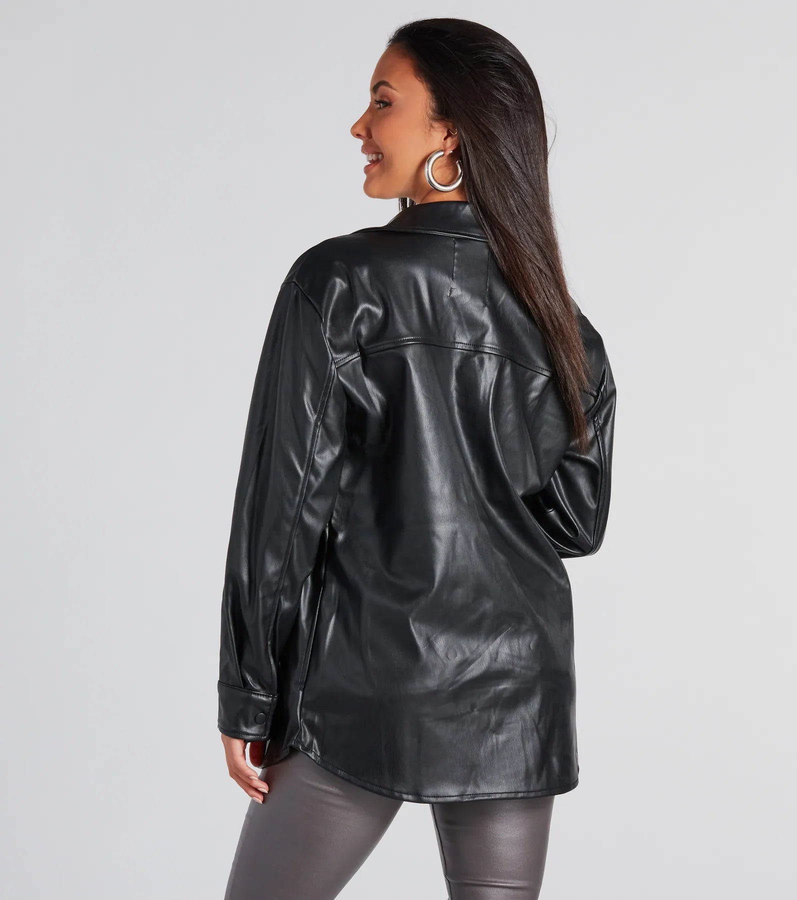 Ultimate Cool-Girl Long Faux Leather Shacket