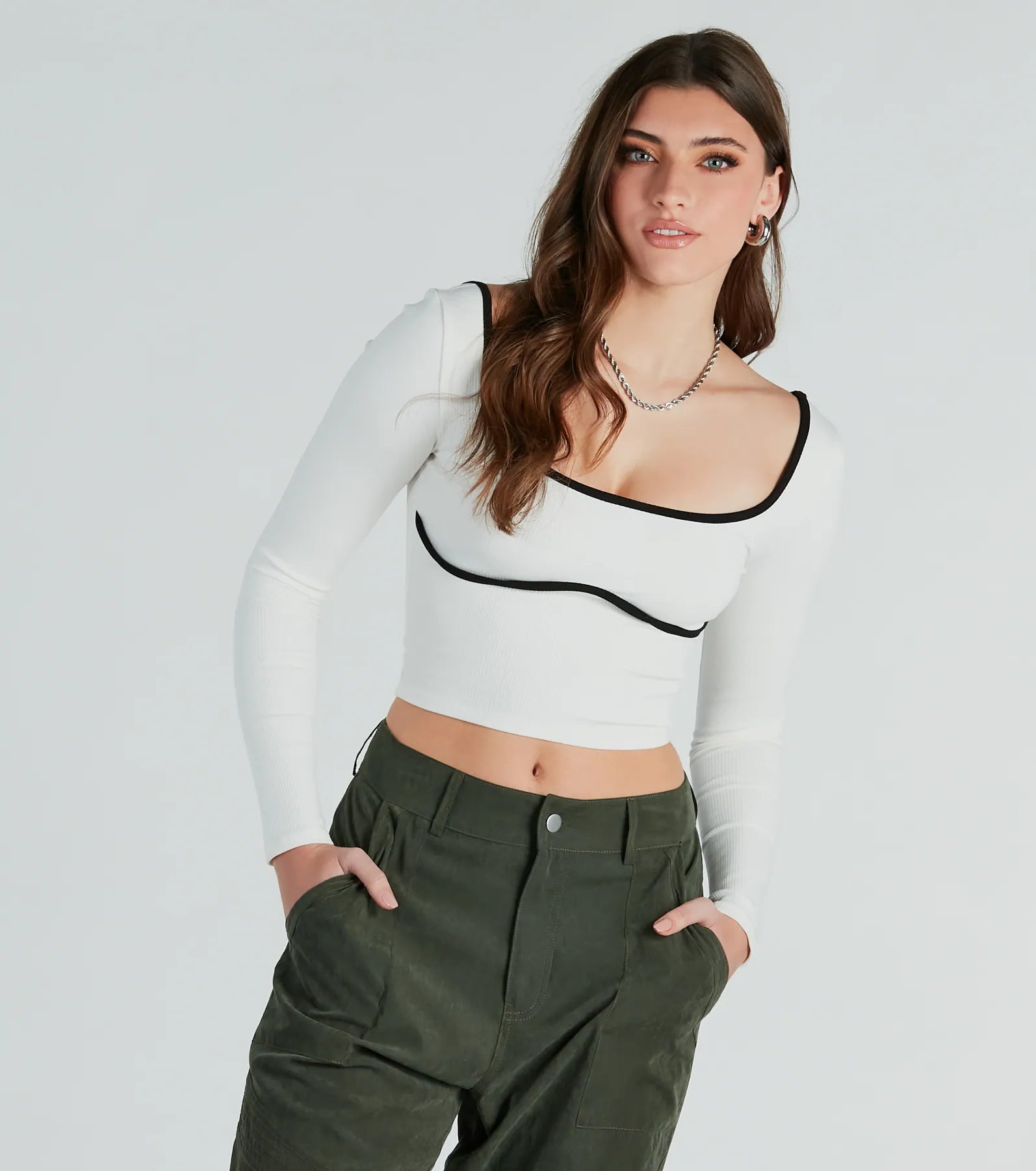 Ultimate Read Between The Lines Contrast Crop Top - Elevate Your Style