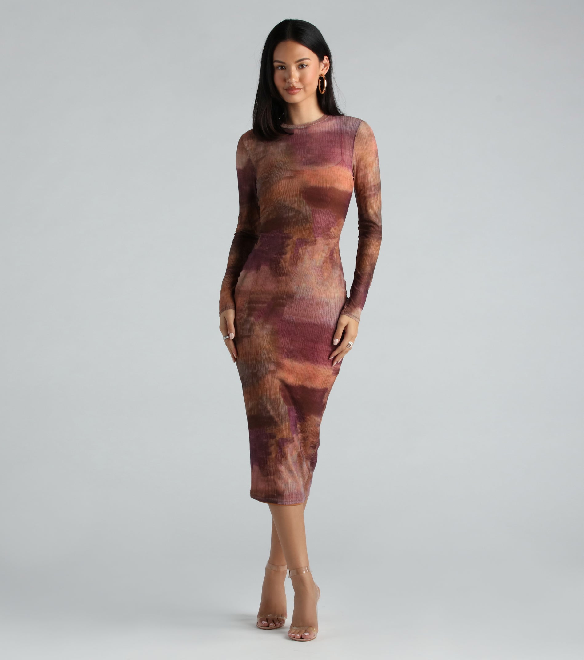 Ultimate Allure Marble Print Midi Dress - Premium Stretch Fit