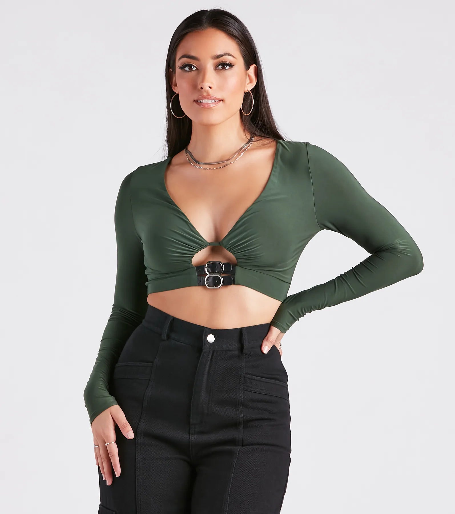 Ultimate Glam Crop Top with Belt Trim