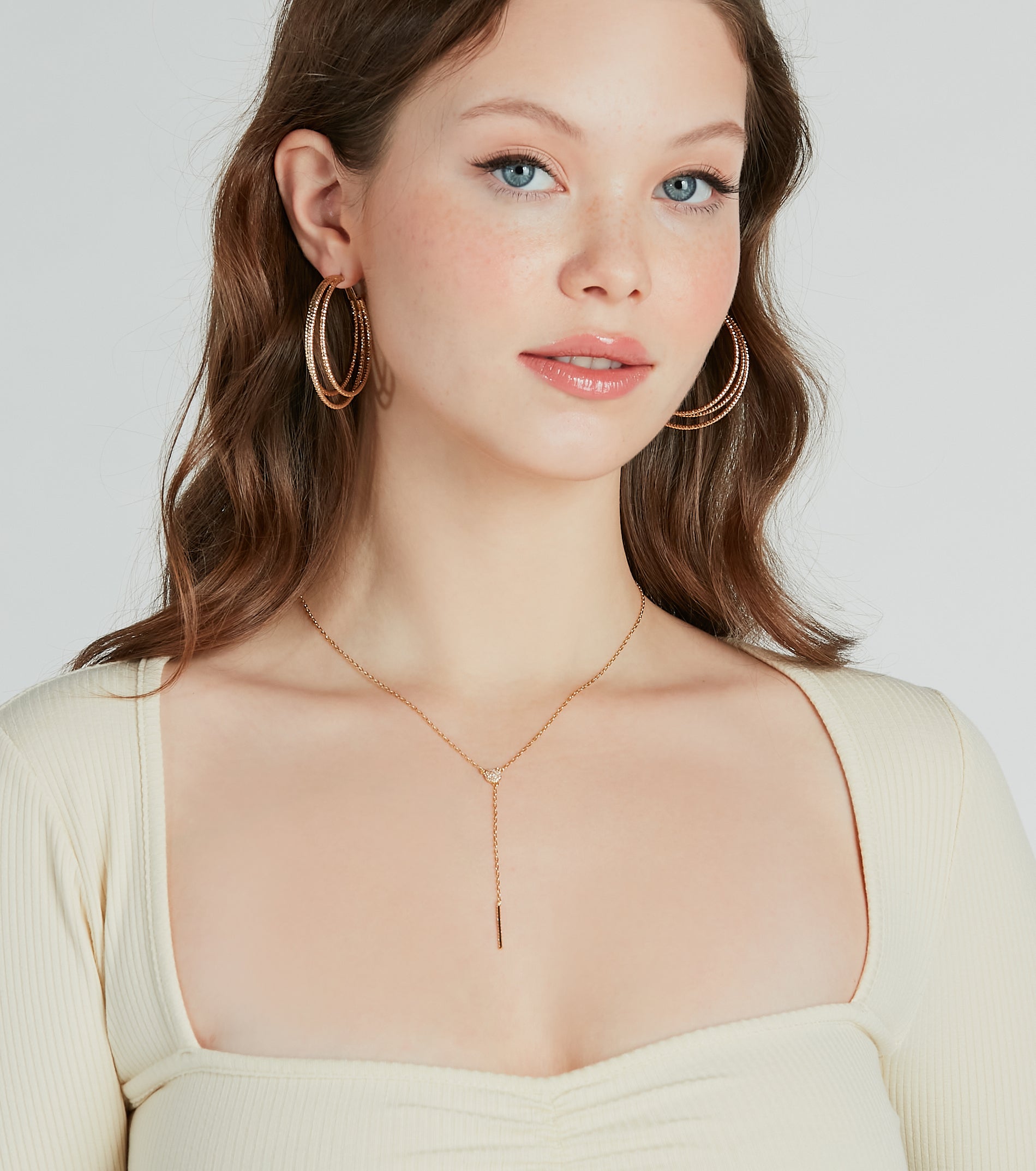 Ultimate Chic Shine 14K Gold Plated Lariat Necklace with Cubic Zirconia