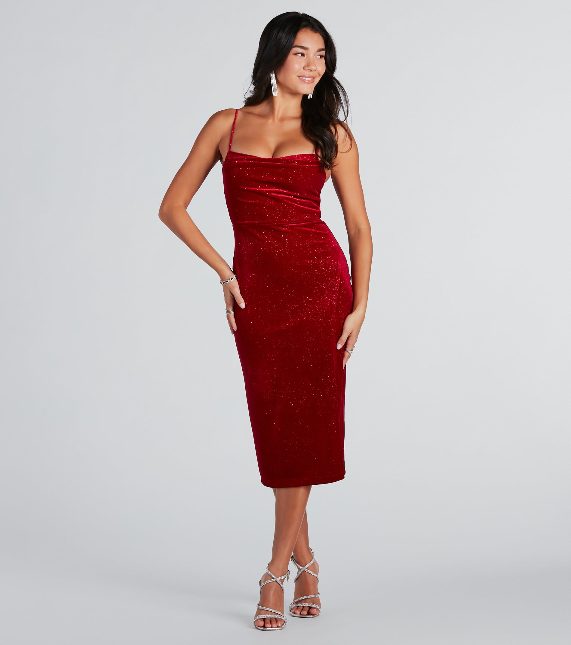 Ultimate Holiday Velvet Glitter Midi Dress - All Is Merry Collection