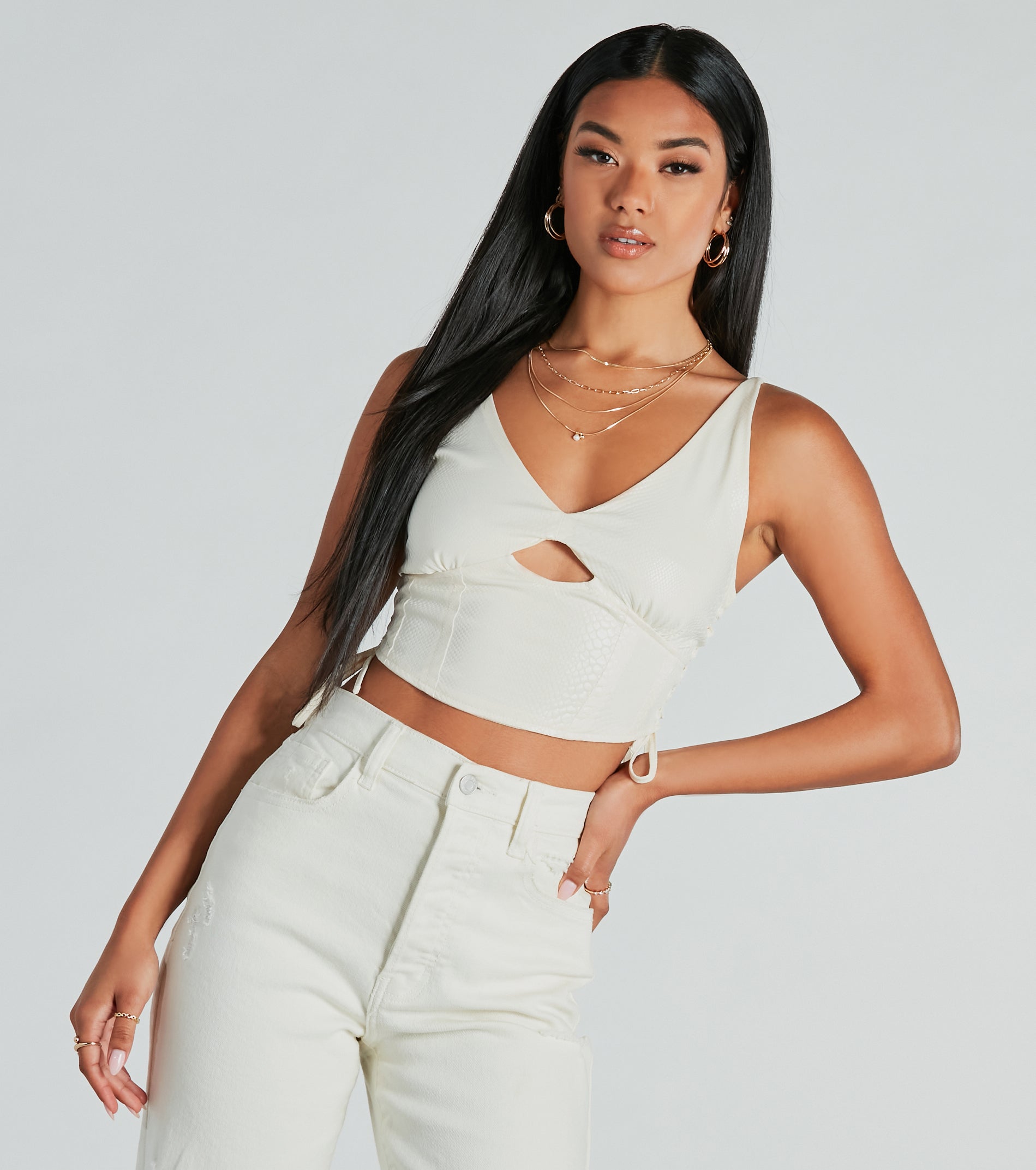 Premium Saucy Snake Lace-Up Crop Top - Ultimate Night Out Essential