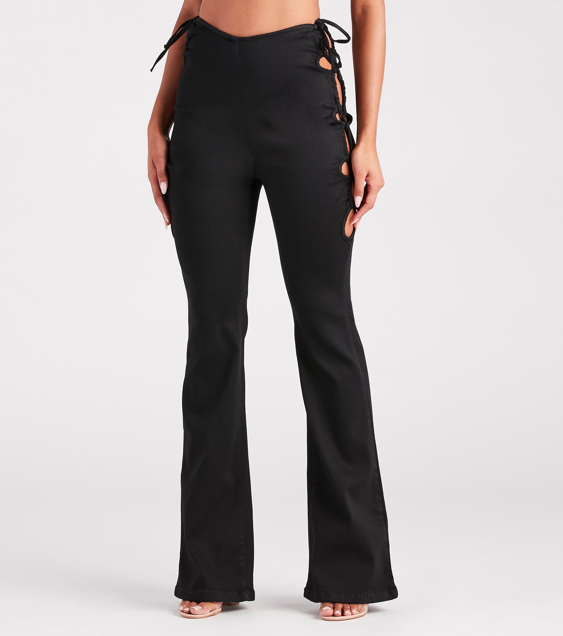 Ultimate City Stroll Mid-Rise Lace-Up Flare Pants