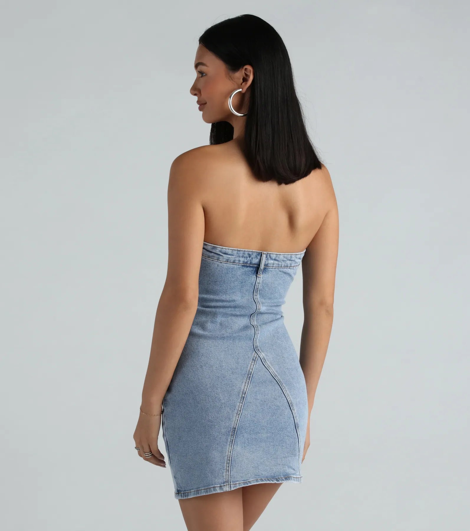 Ultimate 90s Revival Denim Strapless Mini Dress