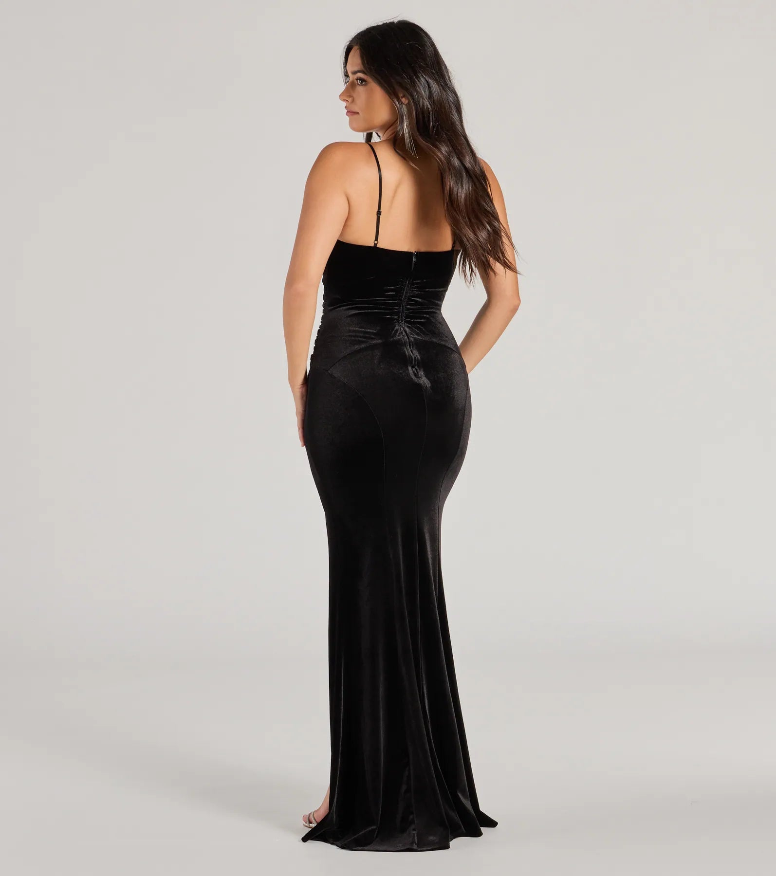 Premium Lizza Velvet Mermaid Gown with Cowl Neck & High Slit