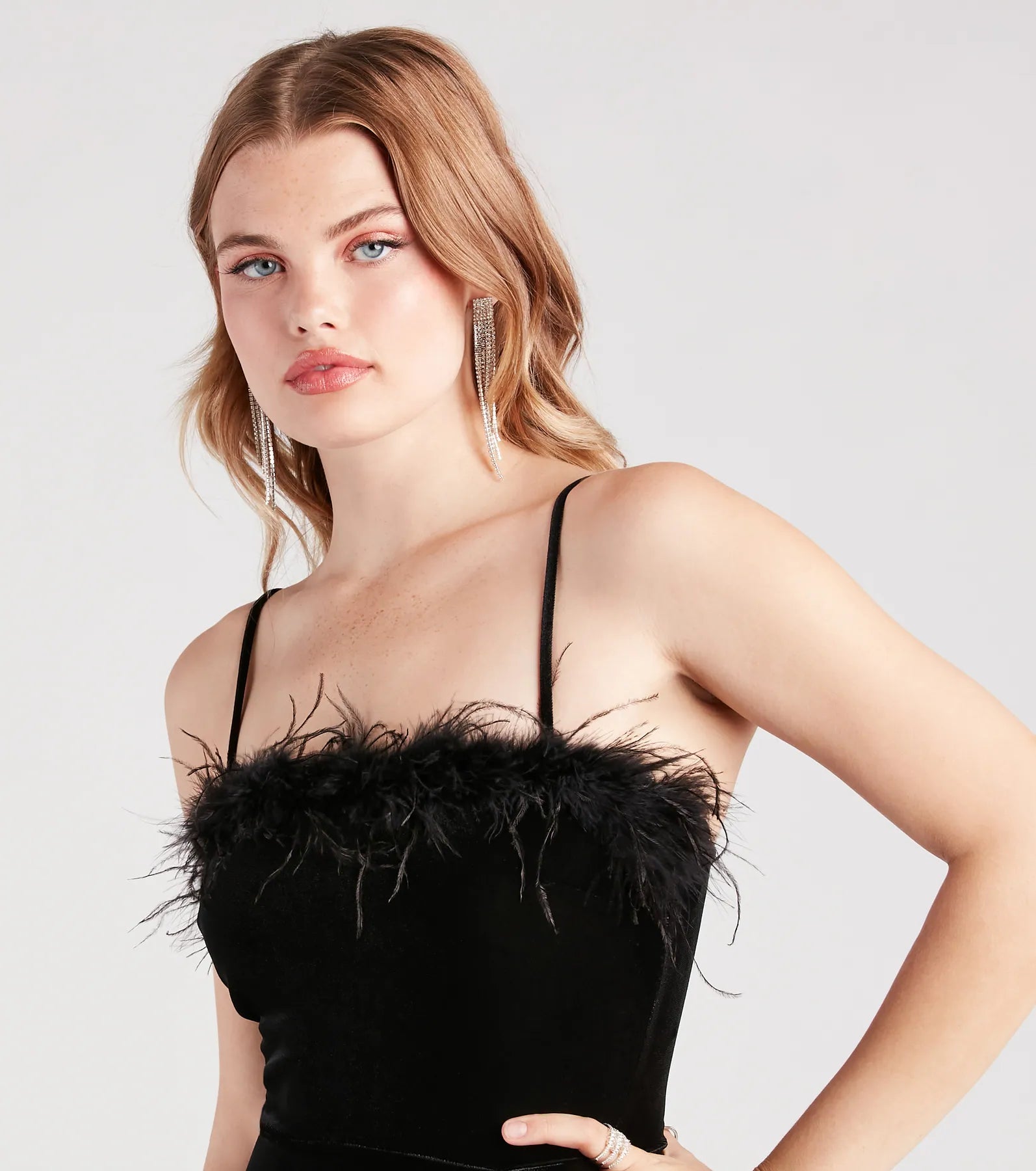 Ultimate Velvet Marabou Mini Dress - Irresistible Glamour