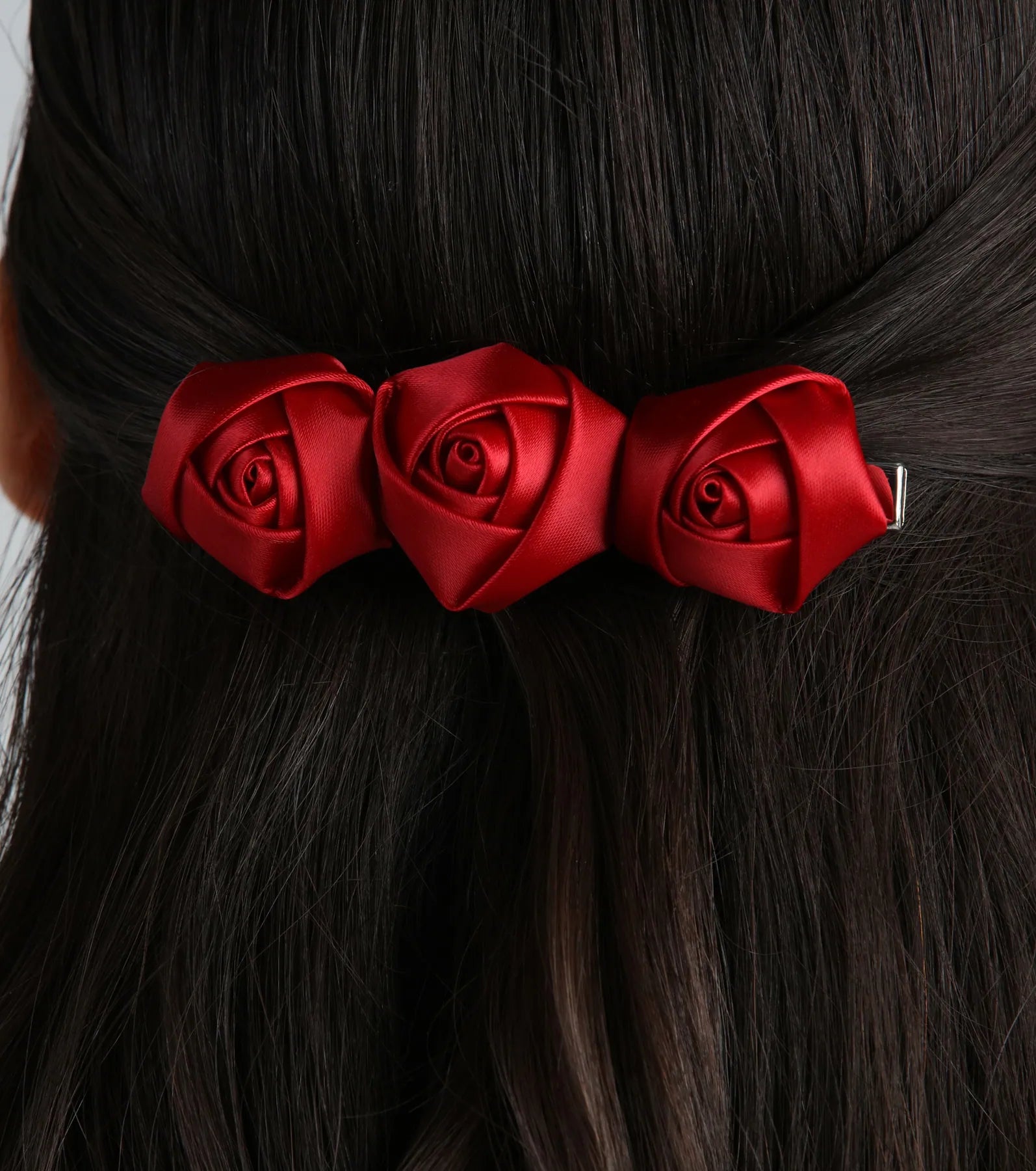 Premium Satin Rose Hair Clip - Timeless Elegance