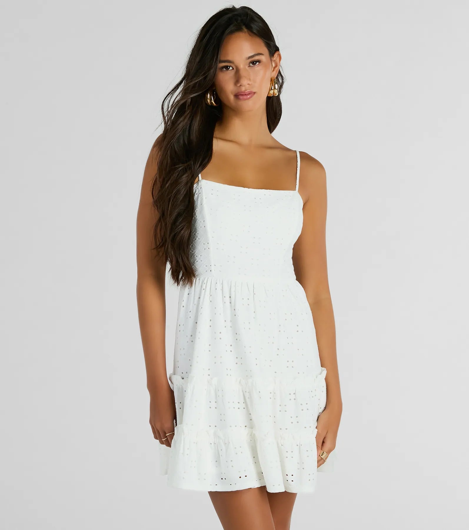 Ultimate Amore Tie-Back Eyelet Mini Dress | Premium Weekend Style